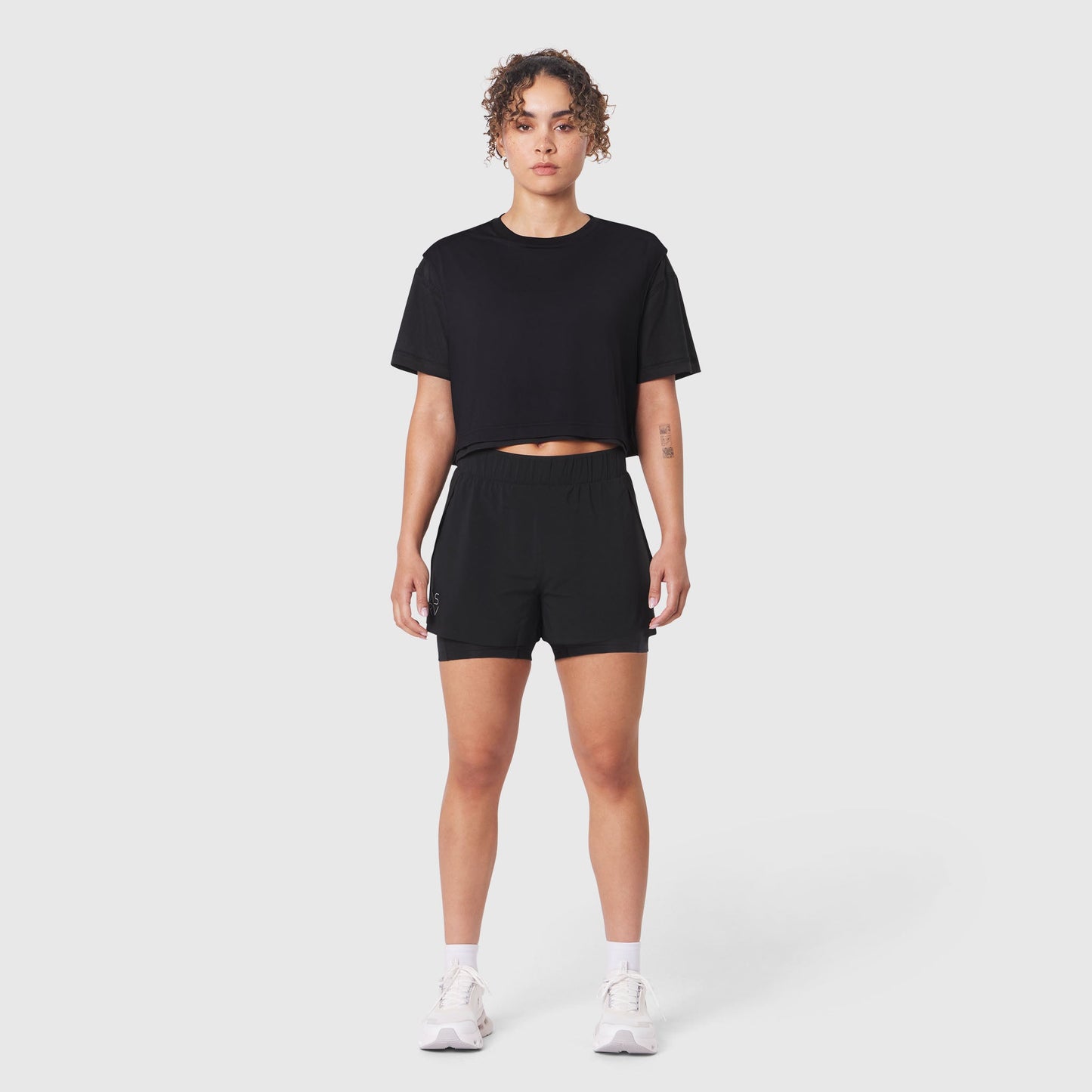 W082. SUPIMA® Ice-Skin™ Reversible Crop Tee Black/Black | ASRV Discount