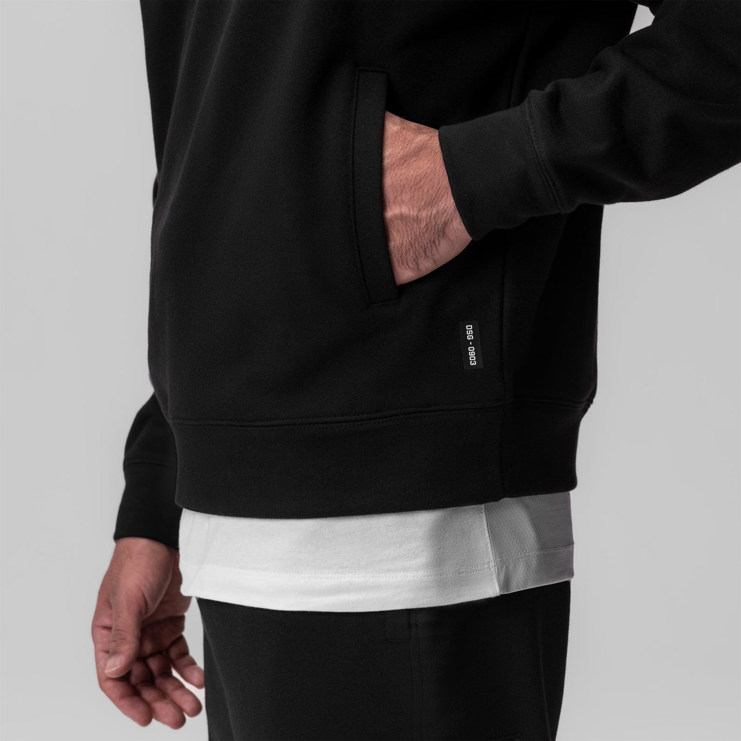 0903. Tech-Terry™ Paneled Quarter Zip Black "Wave Dye" | ASRV US