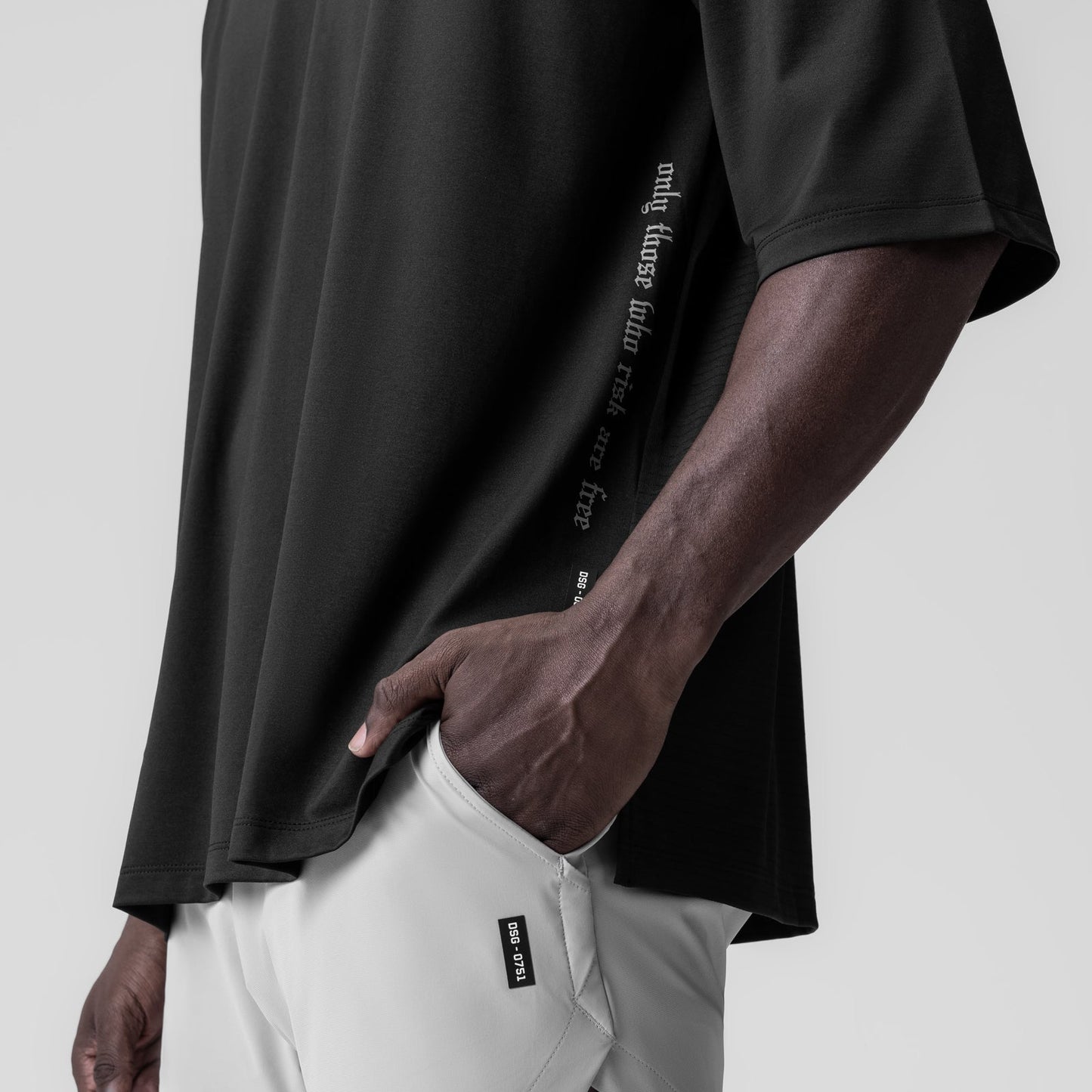 0841. 3D-Lite® 2.0 Lycra® 3/4-Sleeve Oversized Tee Black "OTWR" | ASRV sale