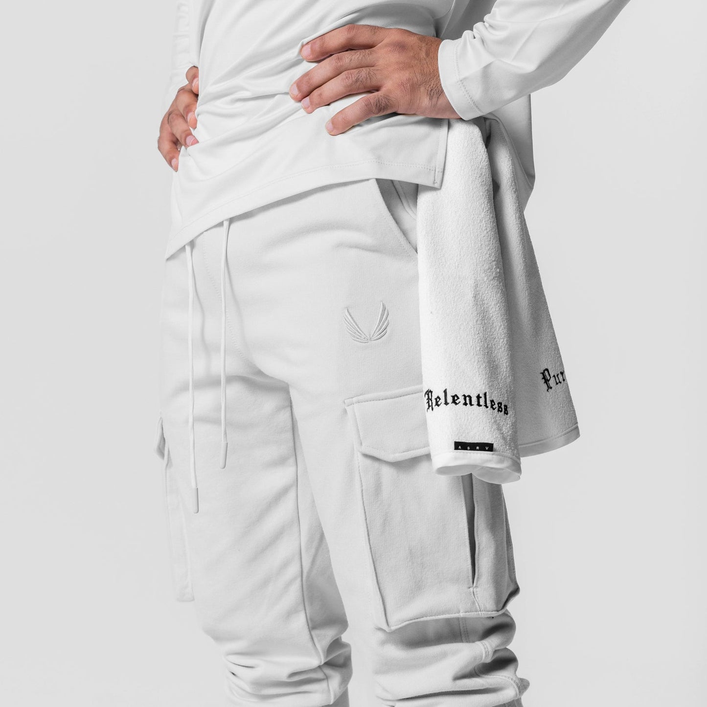 0654. Tech-Terry™ Cargo High Rib Jogger White | ASRV Online