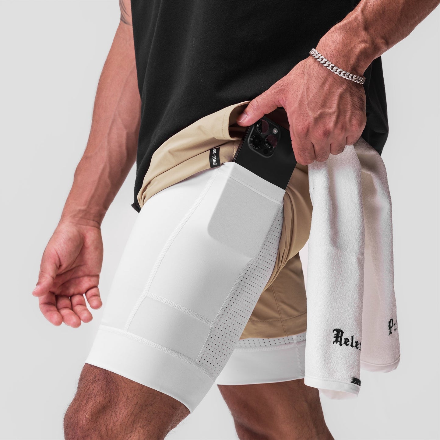 0866. Tetra-Lite® 7" Liner Short Khaki/ White / White "Wings" | ASRV Discount
