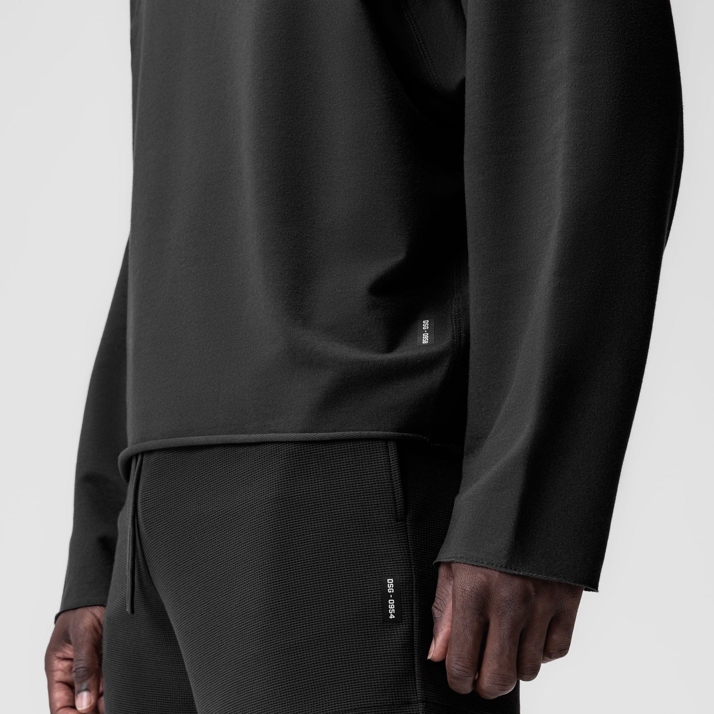 0958. Micro-Terry Raw Hem Hoodie Black | ASRV near me