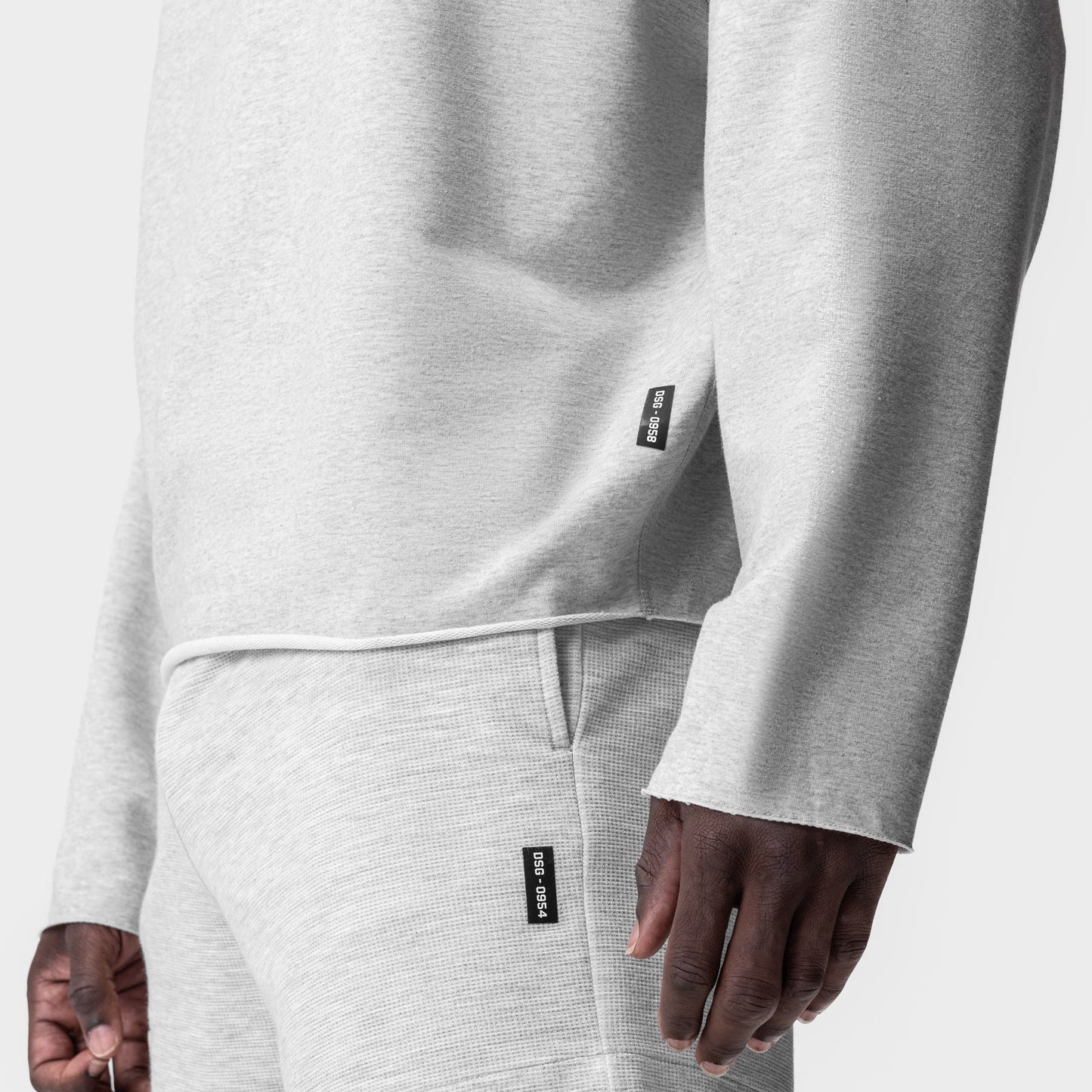 0958. Micro-Terry Raw Hem Hoodie Heather Grey | ASRV discount