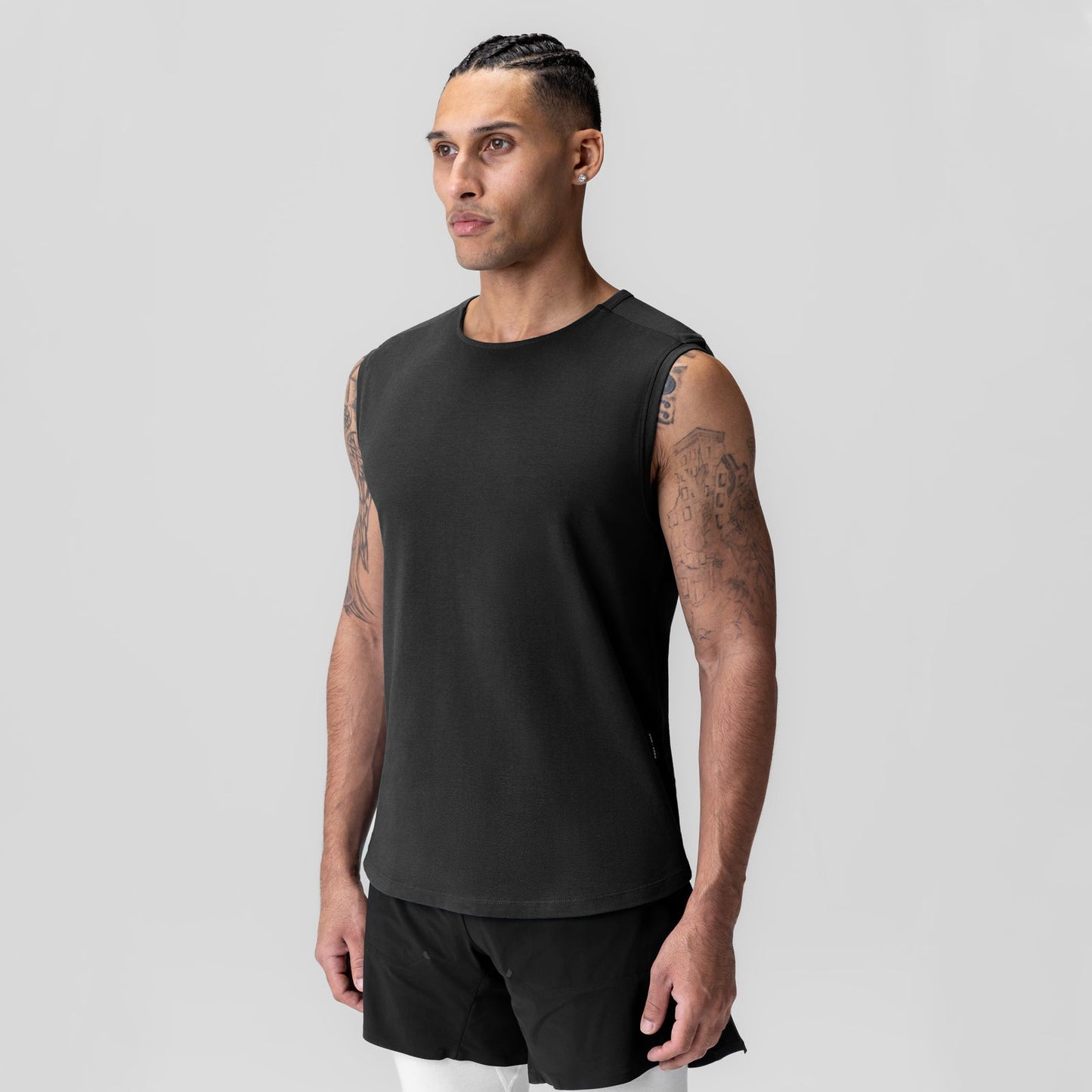 1060. Creora® Cotton Modal Cutoff Tank Black | ASRV Online