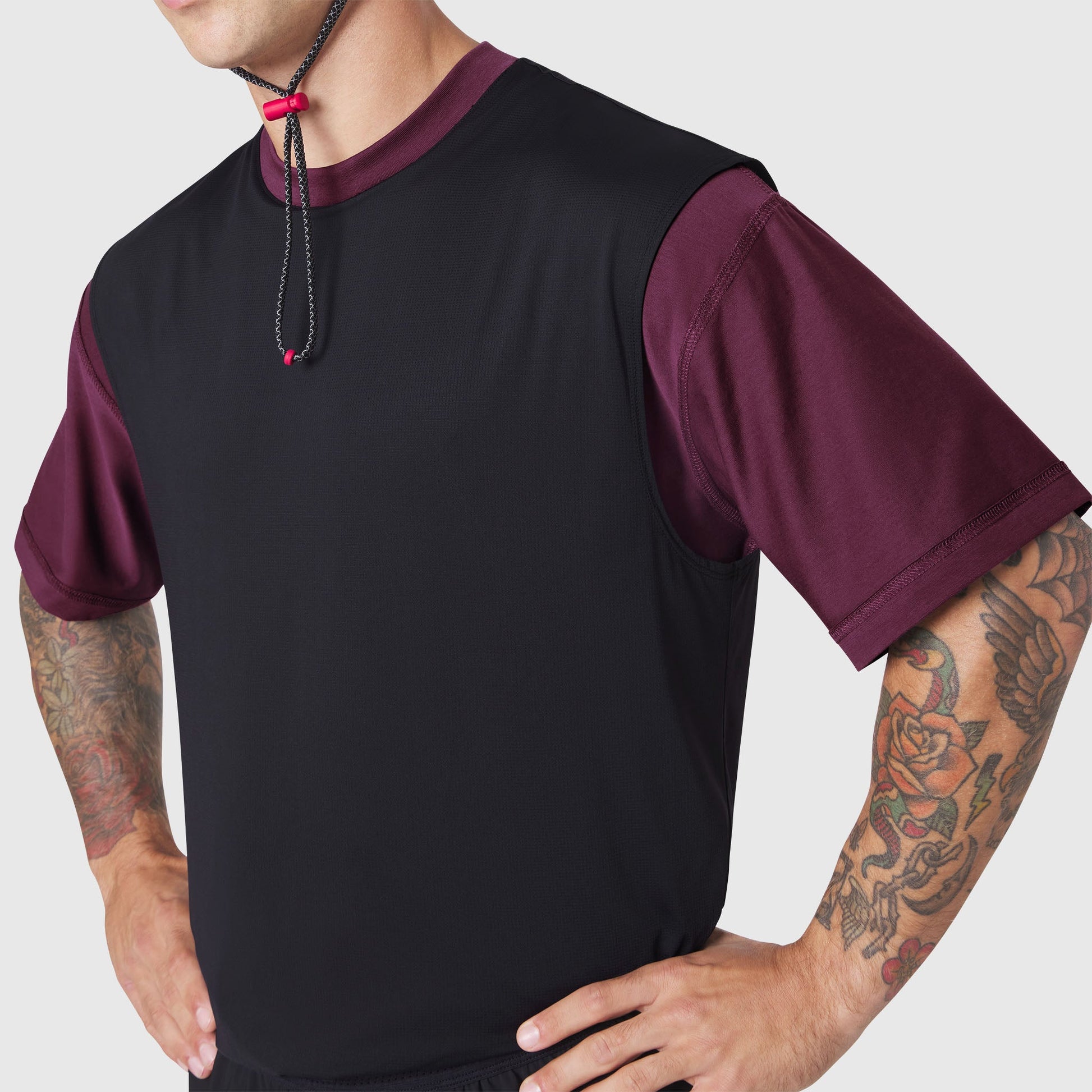 1186. SUPIMA® Ice-Skin™ Reversible Tee Merlot/Black | ASRV for sale