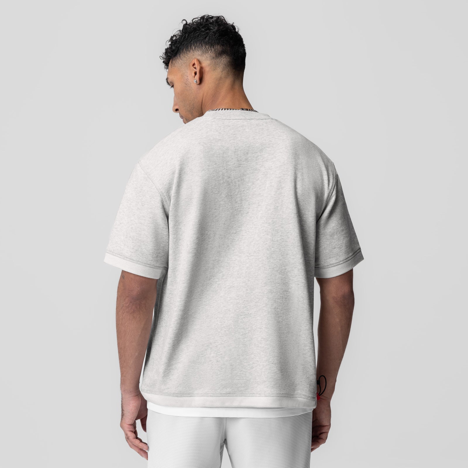1026. Herringbone Terry Oversized Cinch Tee Heather Grey | ASRV US