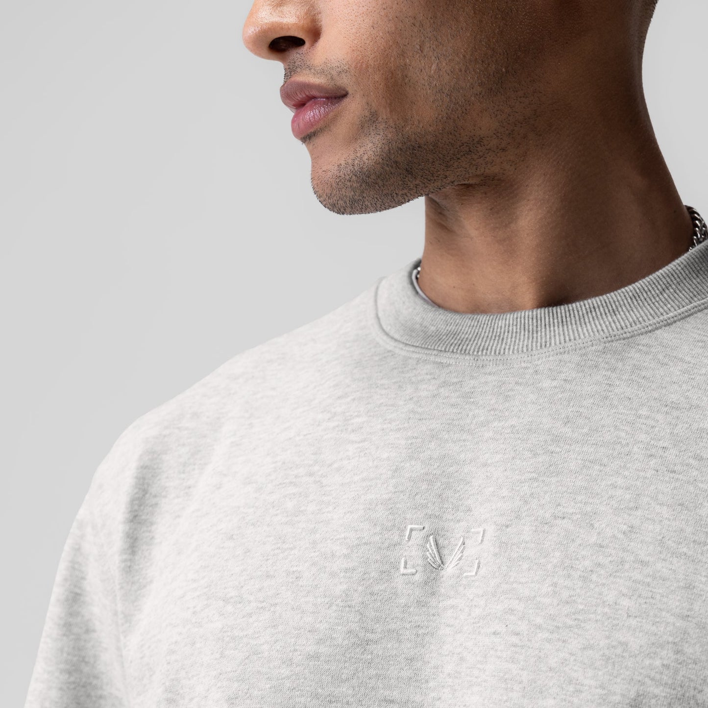 1026. Herringbone Terry Oversized Cinch Tee Heather Grey | ASRV US