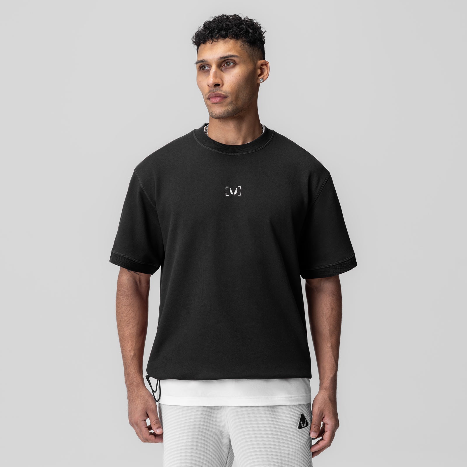 1026. Herringbone Terry Oversized Cinch Tee Black | ASRV sale