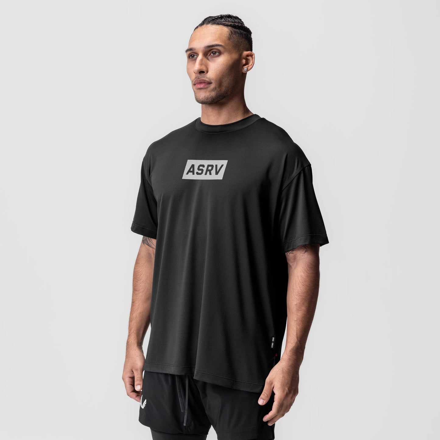 0822. AeroSilver® Oversized Tee Black "Box Logo" | ASRV Online