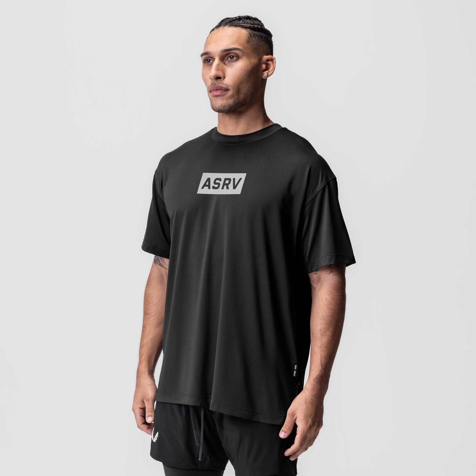 0822. AeroSilver® Oversized Tee Black "Box Logo" | ASRV Online