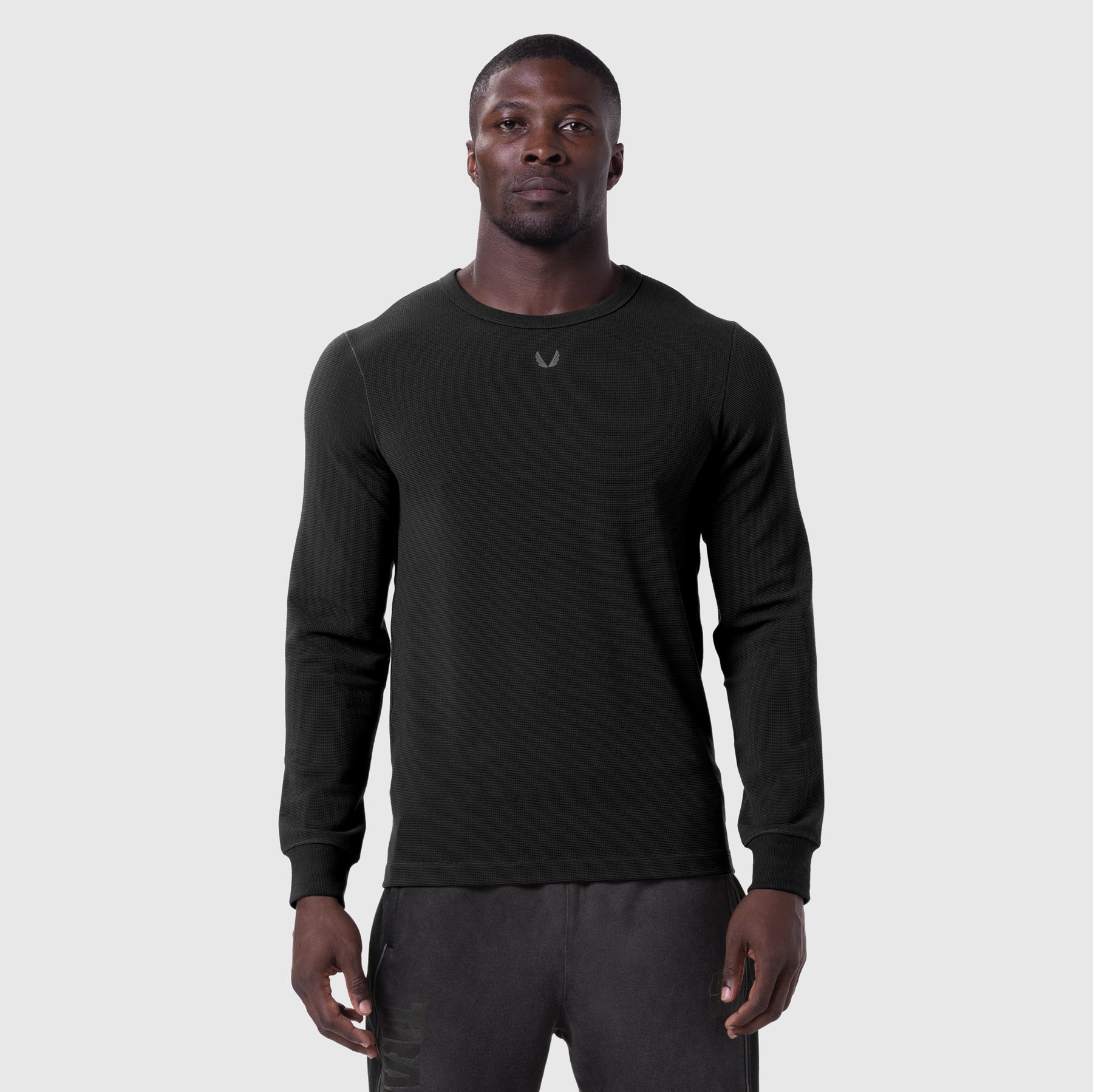 1112. Waffle Knit Longsleeve Black | ASRV for sale