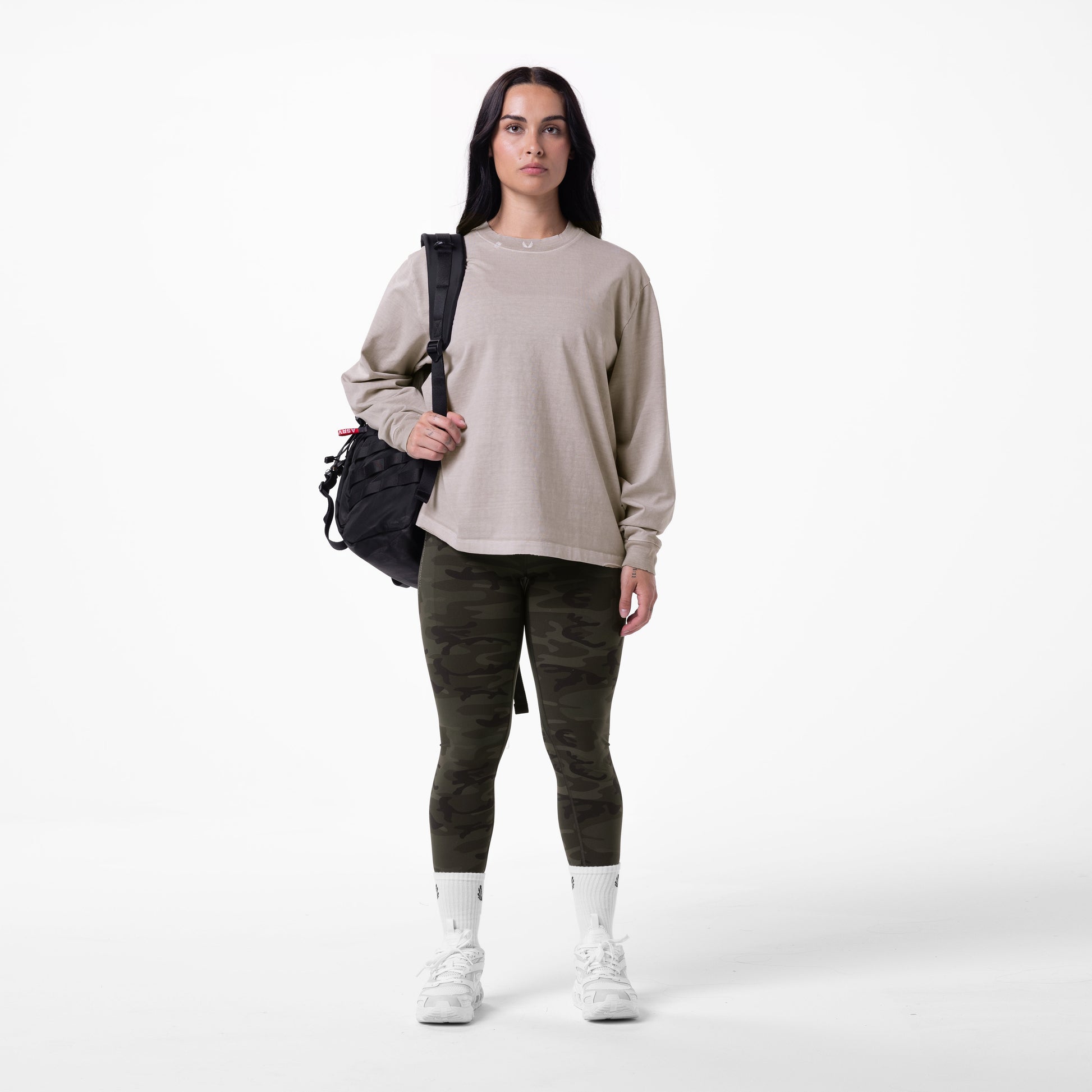 0851. Tech Essential™ Relaxed Long Sleeve Faded Chai | ASRV Discount