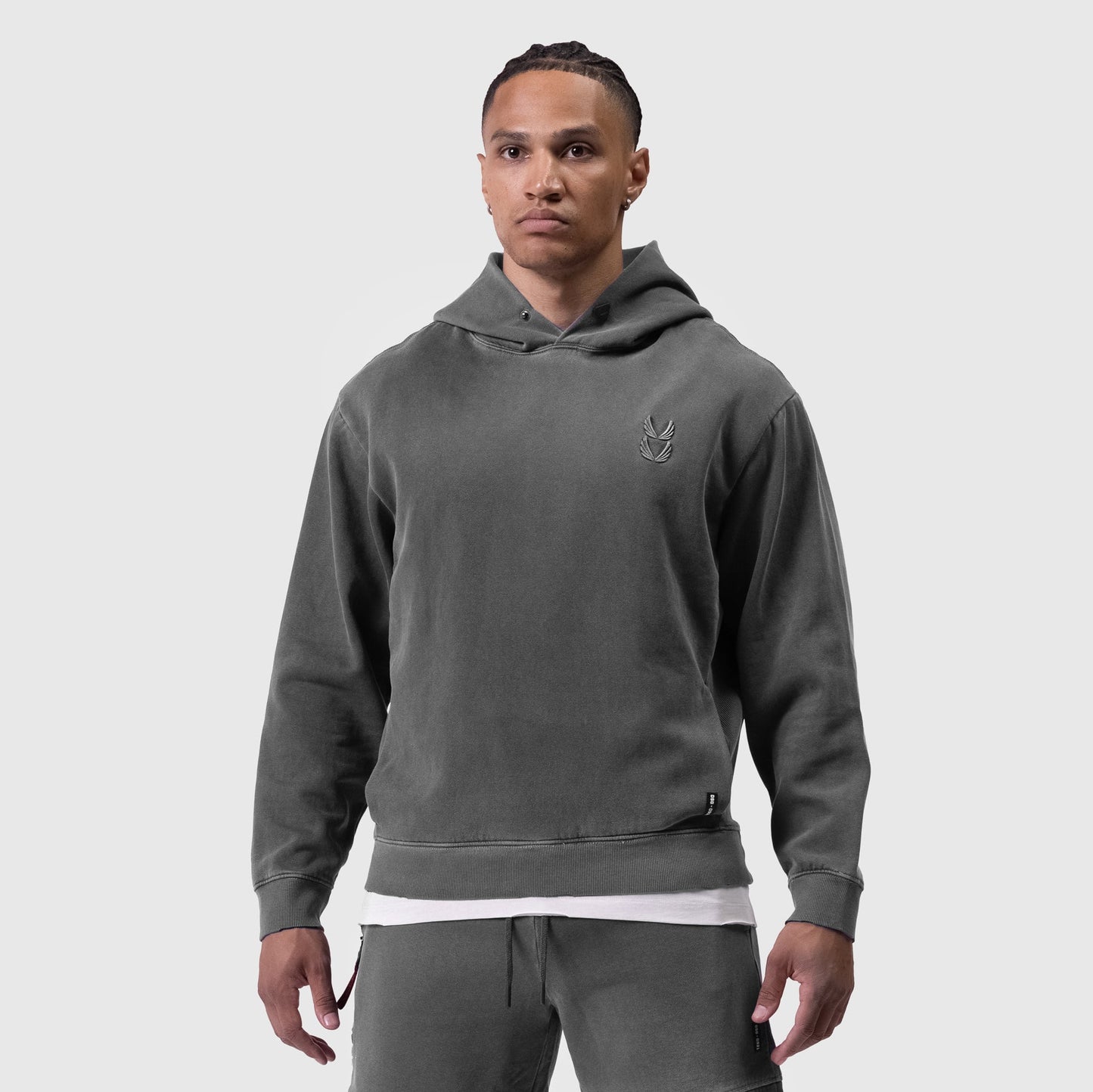 0920. Tech Essential™ Distressed Hoodie Faded Grey | ASRV US
