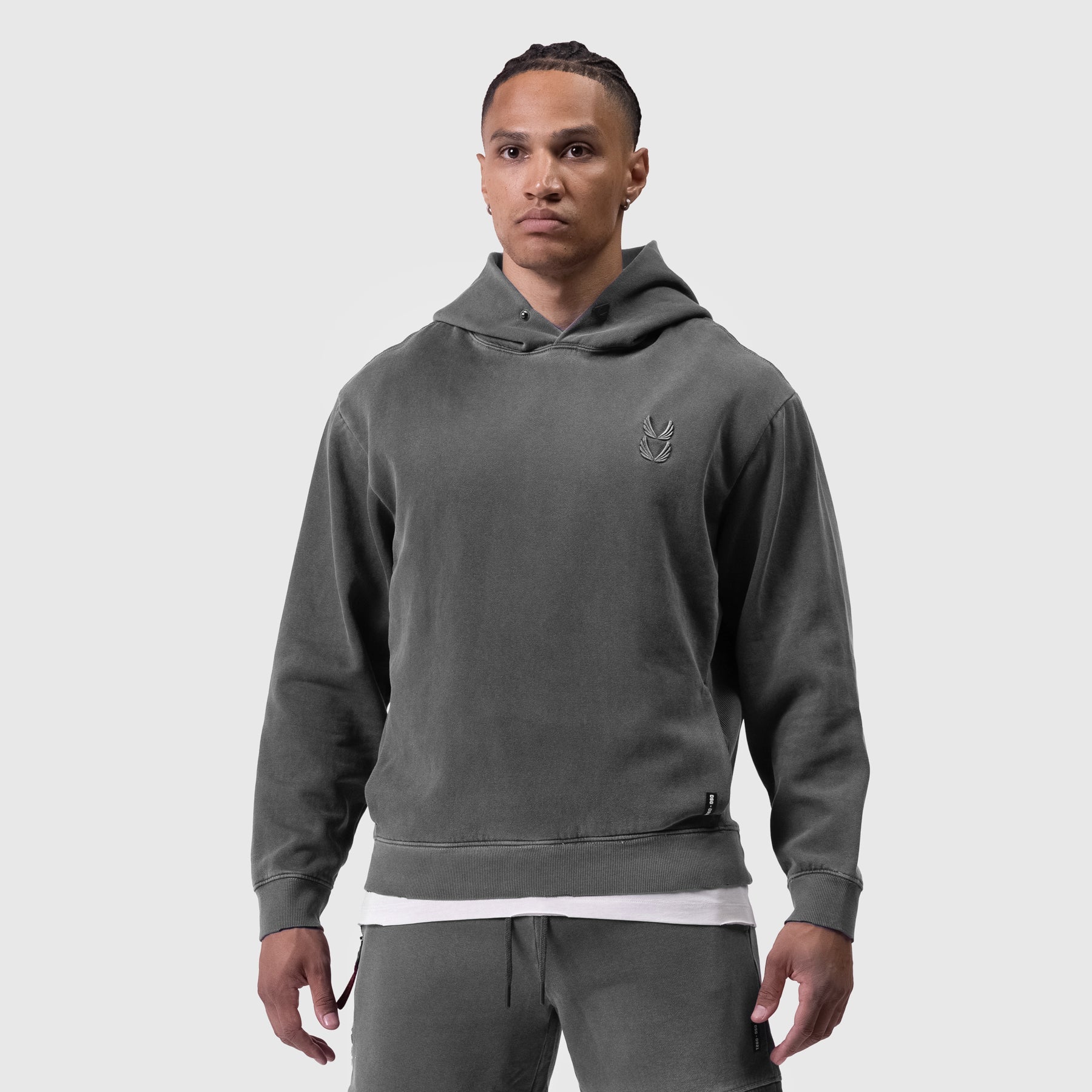 0920. Tech Essential™ Distressed Hoodie Faded Grey | ASRV US
