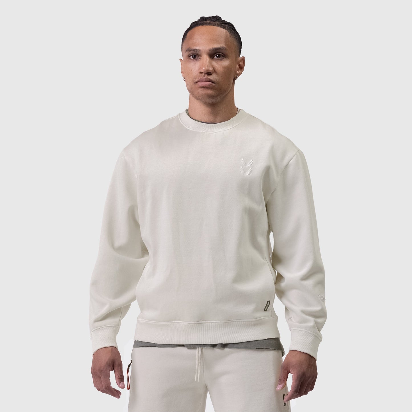 0861. Tech Essential™ Distressed Crewneck Faded Stone | ASRV sale