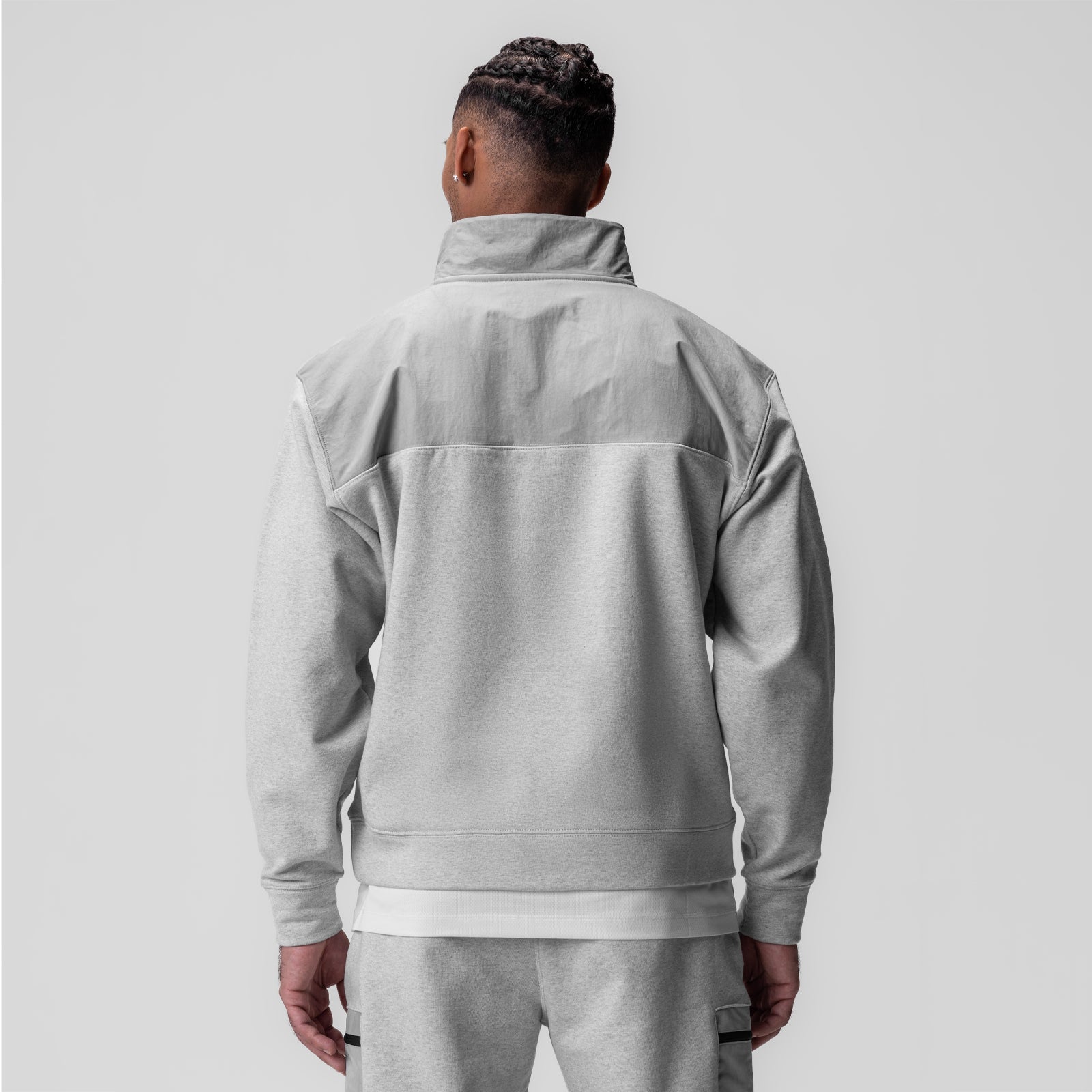 0903. Tech-Terry™ Paneled Quarter Zip Heather Grey "Wave Dye" | ASRV on sale
