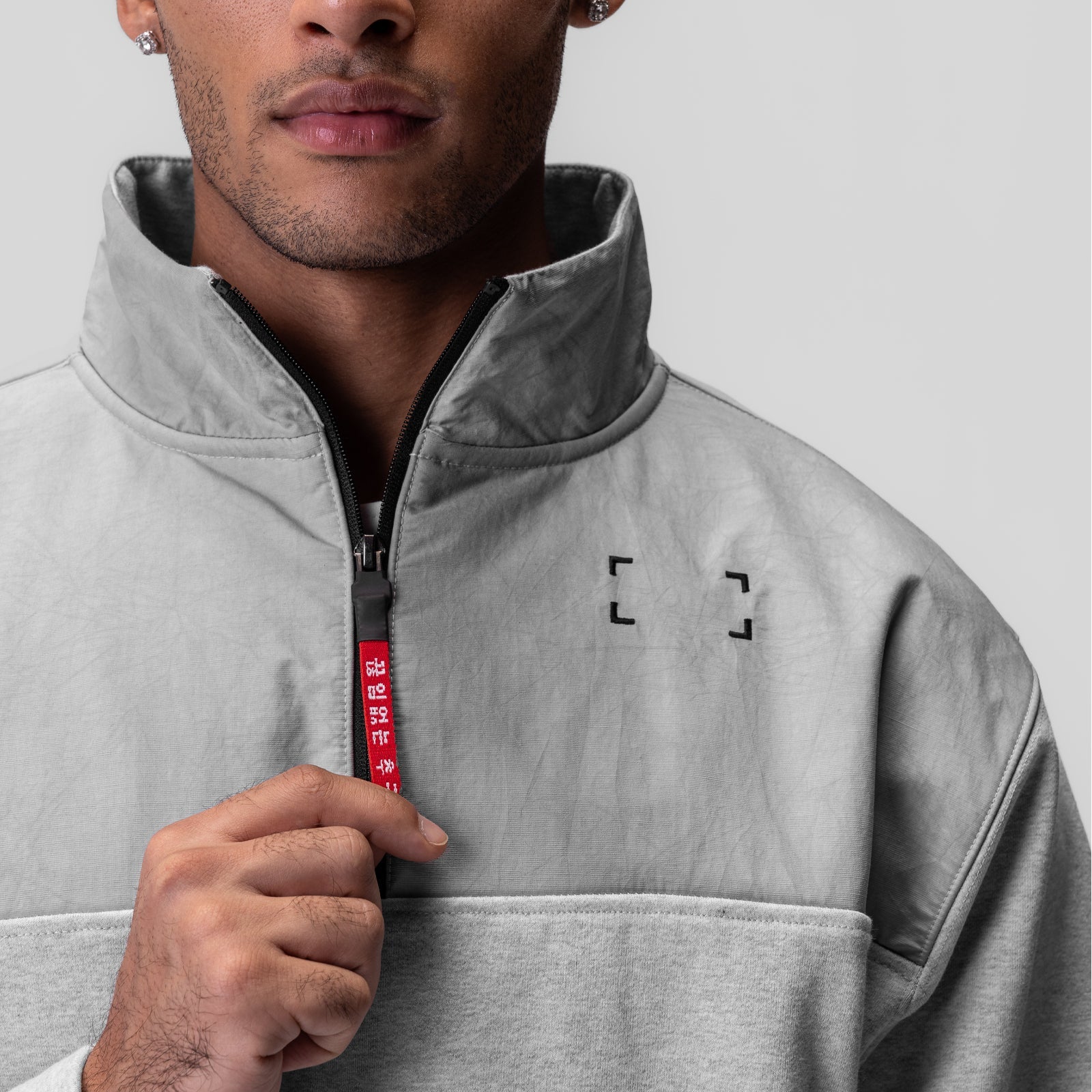 0903. Tech-Terry™ Paneled Quarter Zip Heather Grey "Wave Dye" | ASRV on sale