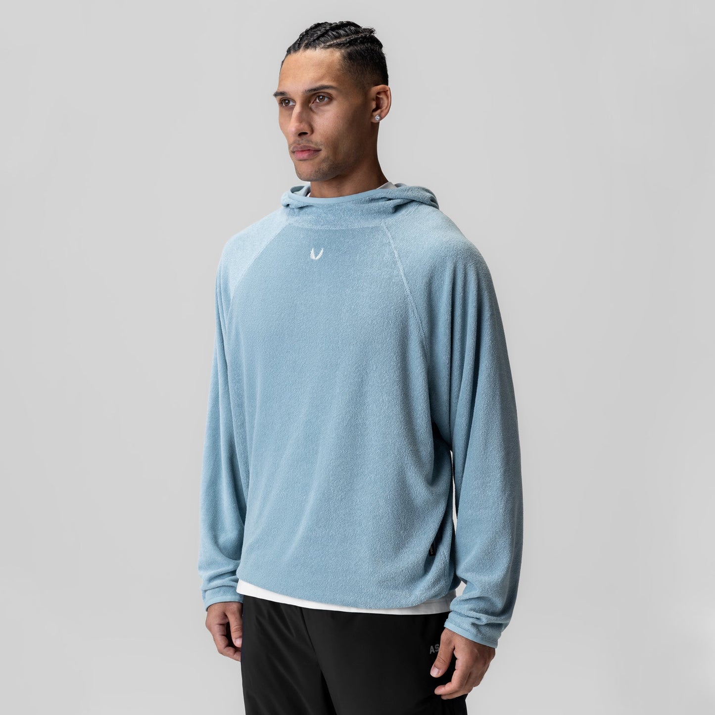 1054. Towel Terry Reversible Hoodie Light Sky | ASRV for sale