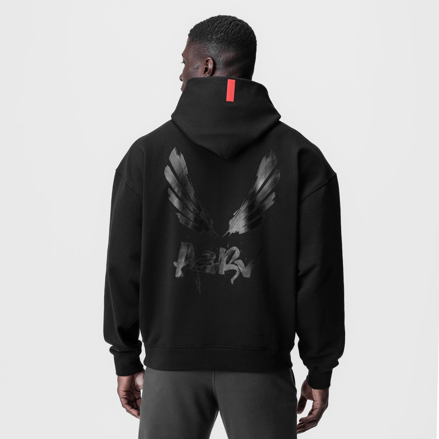 0874. Tech-Terry™ Zip Pocket Hoodie Black/Black "Brush Wings/ASRV" | ASRV Online
