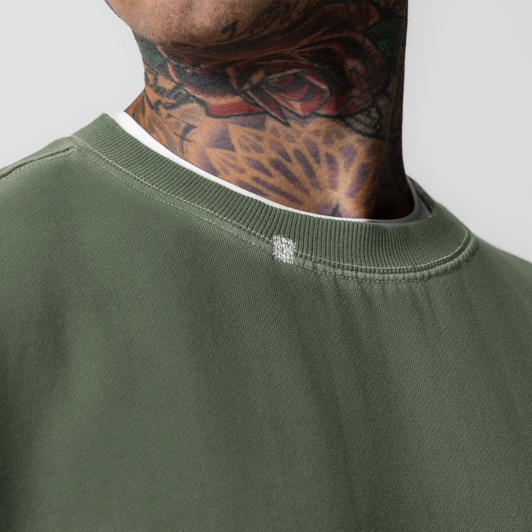 0861. Tech Essential™ Distressed Crewneck Faded Olive | ASRV US