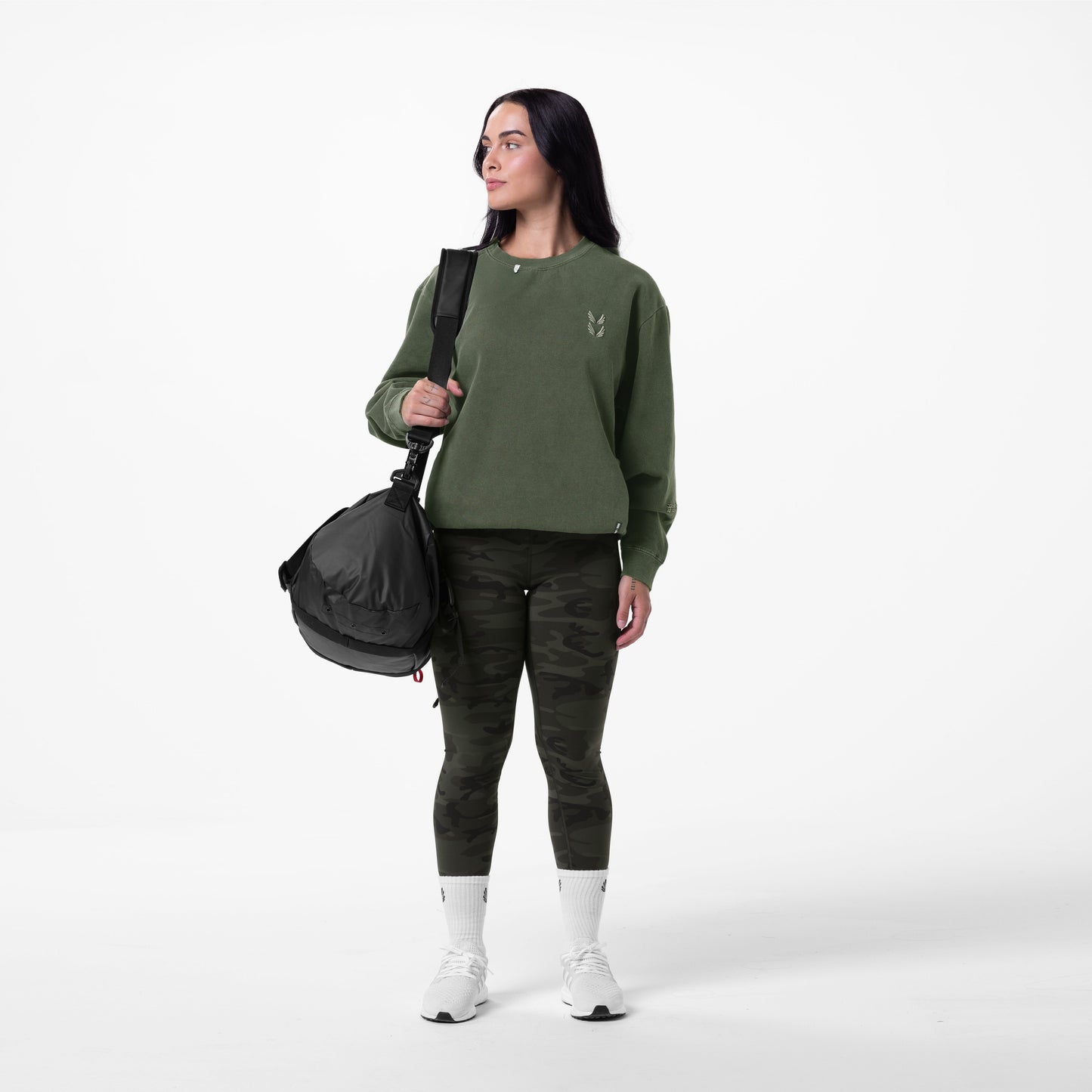 0861. Tech Essential™ Distressed Crewneck Faded Olive | ASRV US