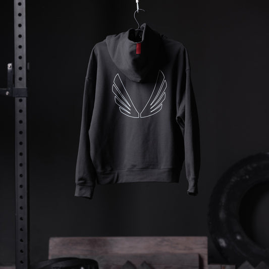 0874. Tech-Terry™ Zip Pocket Hoodie Black "Outline" | ASRV for sale