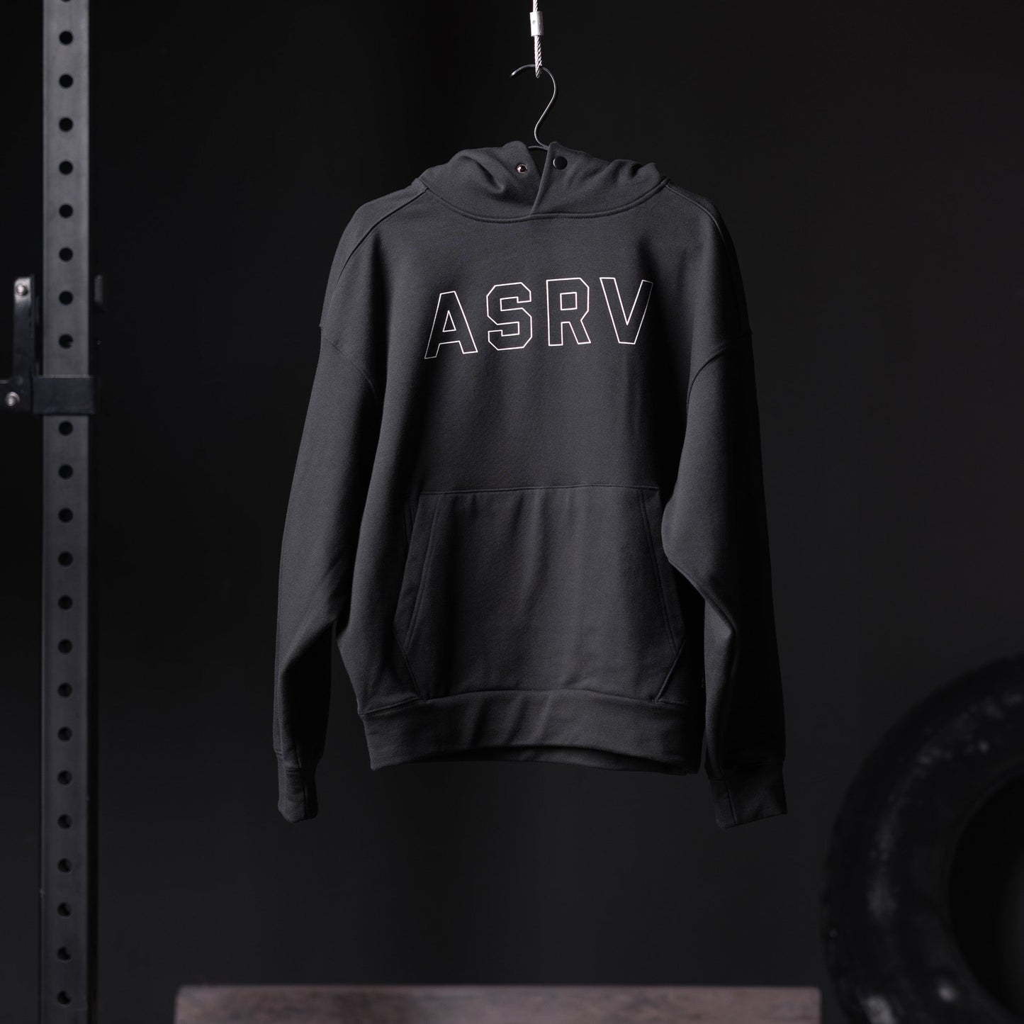 0874. Tech-Terry™ Zip Pocket Hoodie Black "Outline" | ASRV for sale