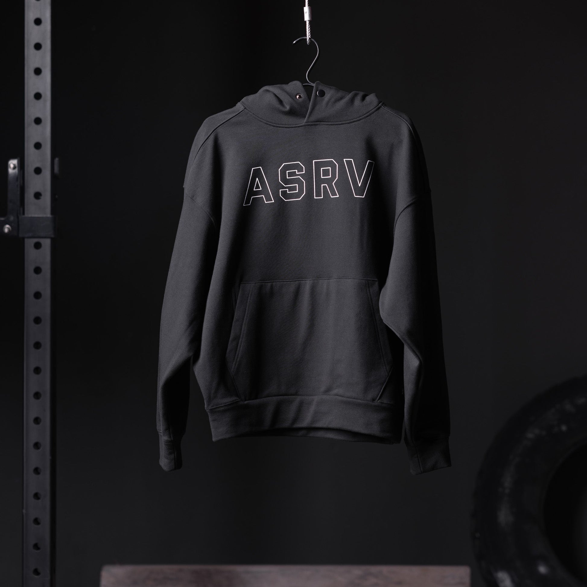 0874. Tech-Terry™ Zip Pocket Hoodie Black "Outline" | ASRV for sale