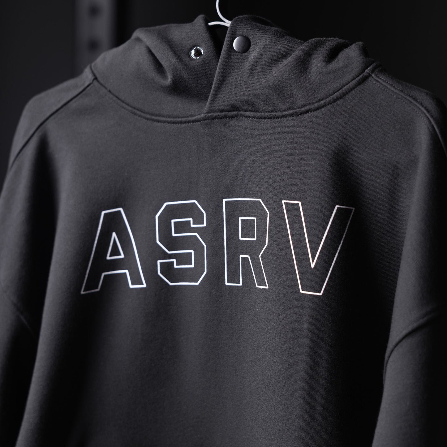 0874. Tech-Terry™ Zip Pocket Hoodie Black "Outline" | ASRV for sale