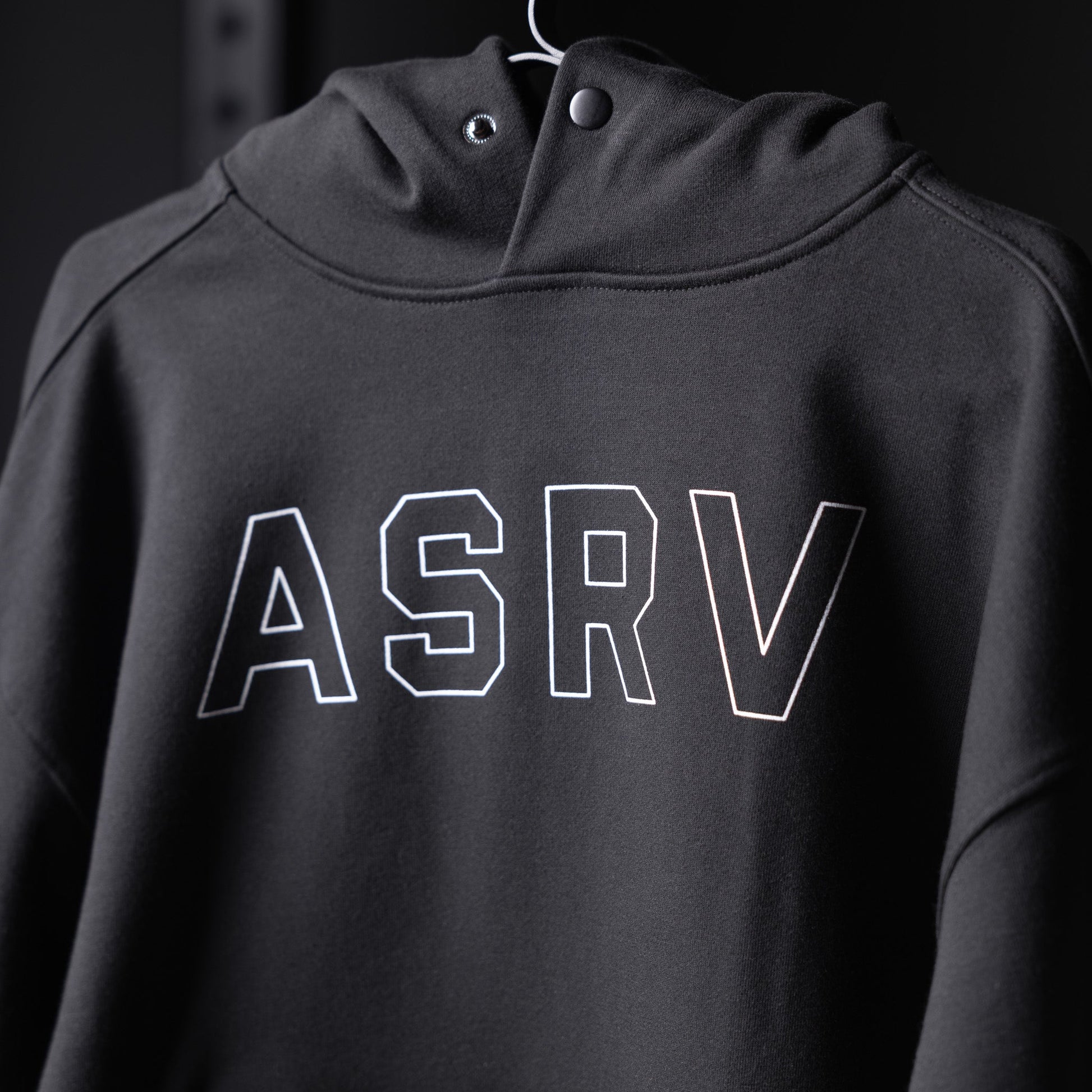 0874. Tech-Terry™ Zip Pocket Hoodie Black "Outline" | ASRV for sale