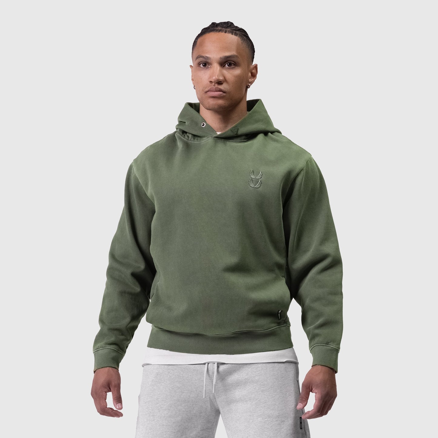 0920. Tech Essential™ Distressed Hoodie Faded Olive | ASRV US