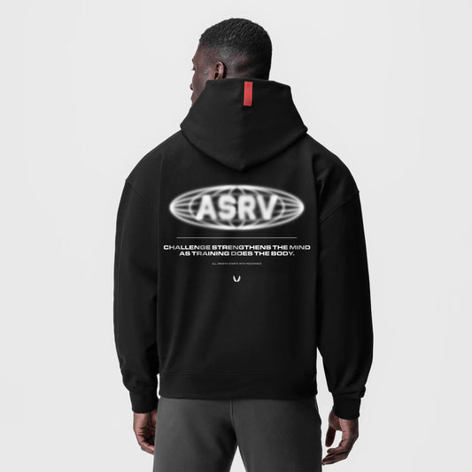 0874. Tech-Terry™ Zip Pocket Hoodie Black "Global Reach" | ASRV for sale