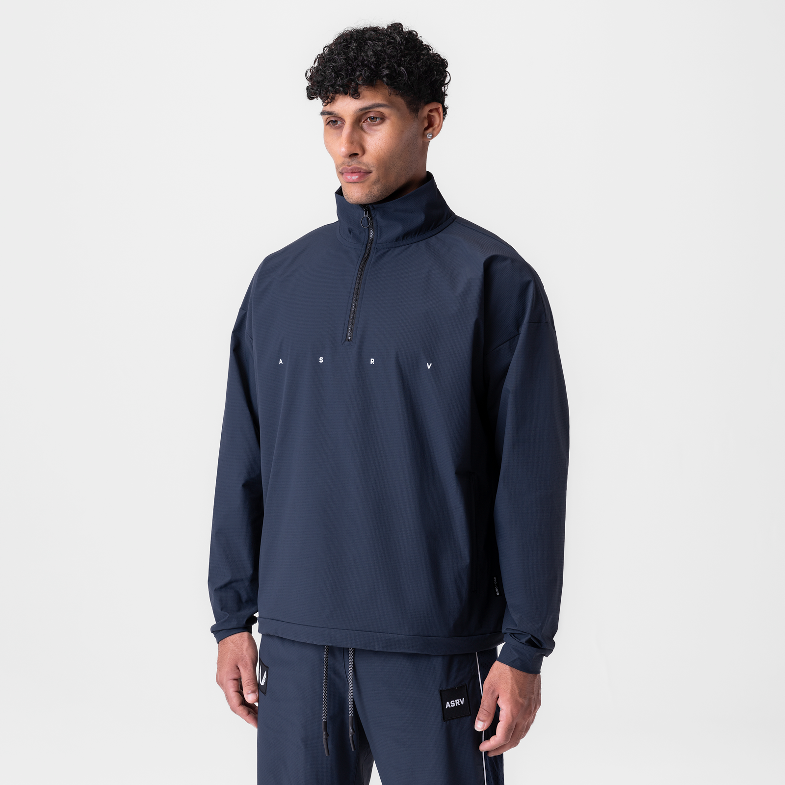 0970. Ripstop Quarter Zip Jacket Navy | ASRV on sale