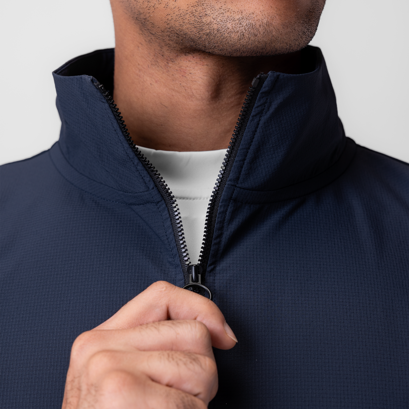 0970. Ripstop Quarter Zip Jacket Navy | ASRV on sale