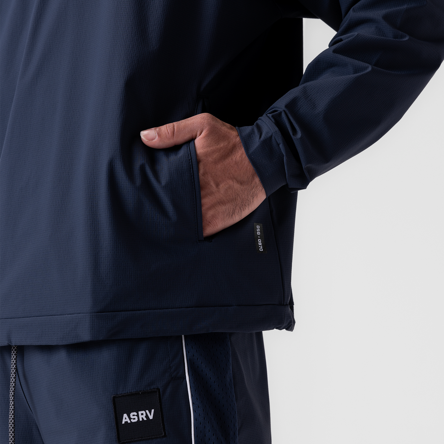 0970. Ripstop Quarter Zip Jacket Navy | ASRV on sale