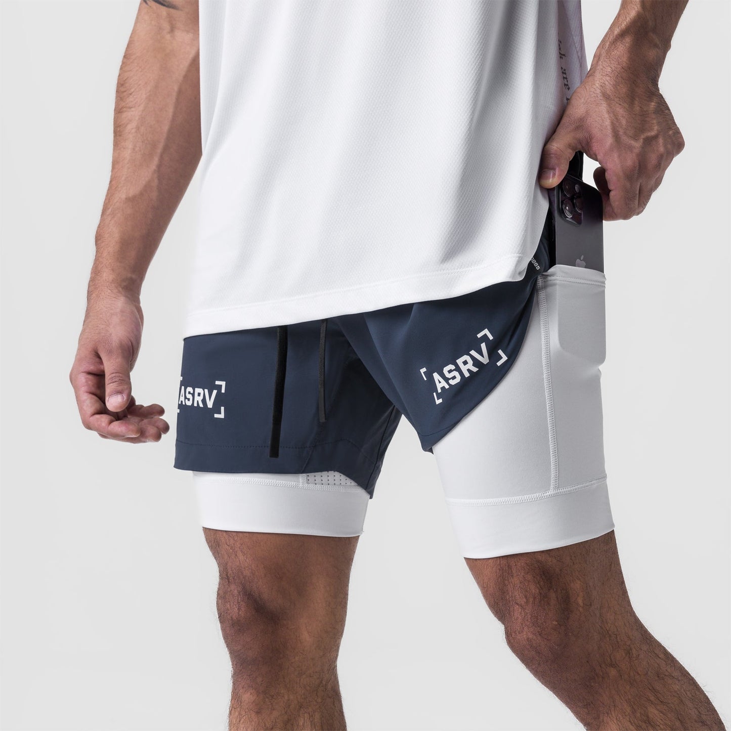 0865. Tetra-Lite® 5" Liner Short Navy "Bracket"/White | ASRV Online