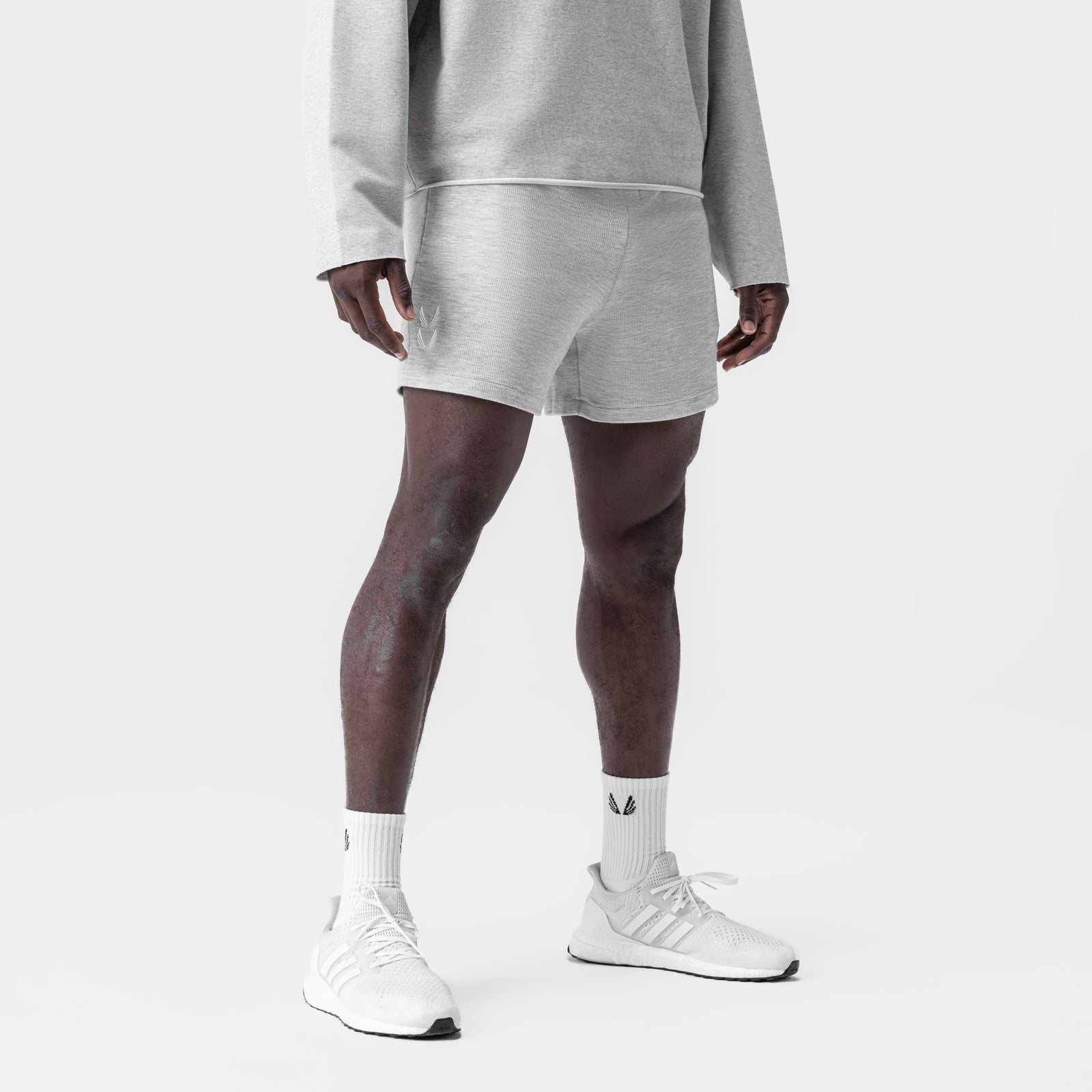 0954. Waffle Knit Sweat Short Heather Grey | ASRV discount