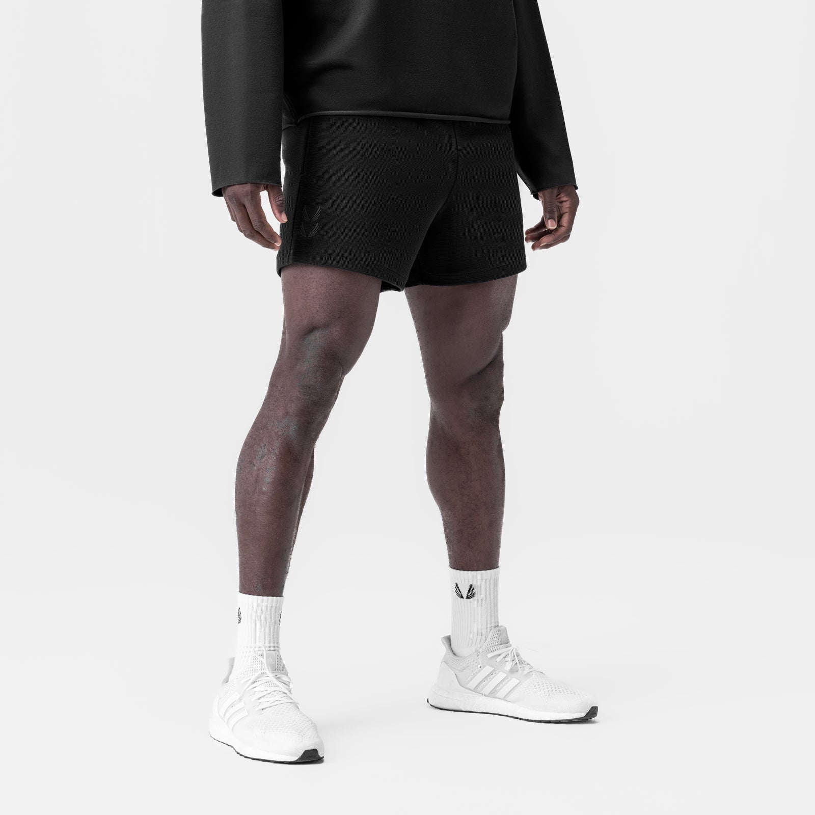 0954. Waffle Knit Sweat Short Black | ASRV Online