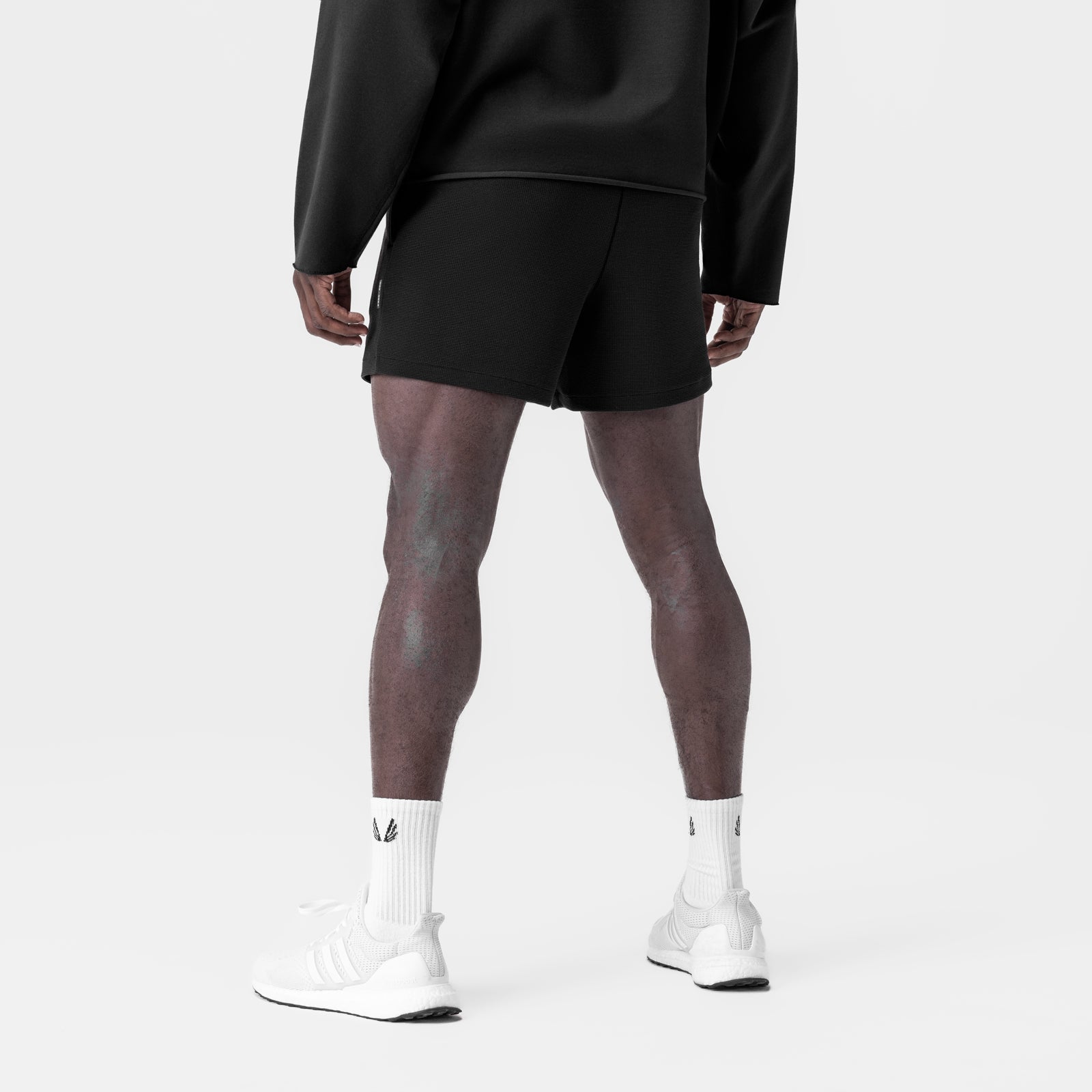 0954. Waffle Knit Sweat Short Black | ASRV Online