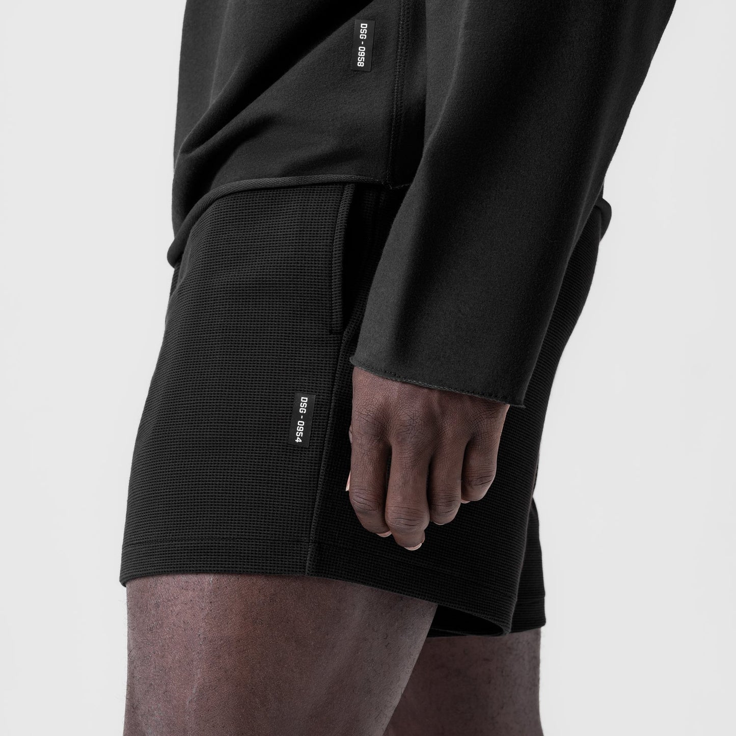 0954. Waffle Knit Sweat Short Black | ASRV Online