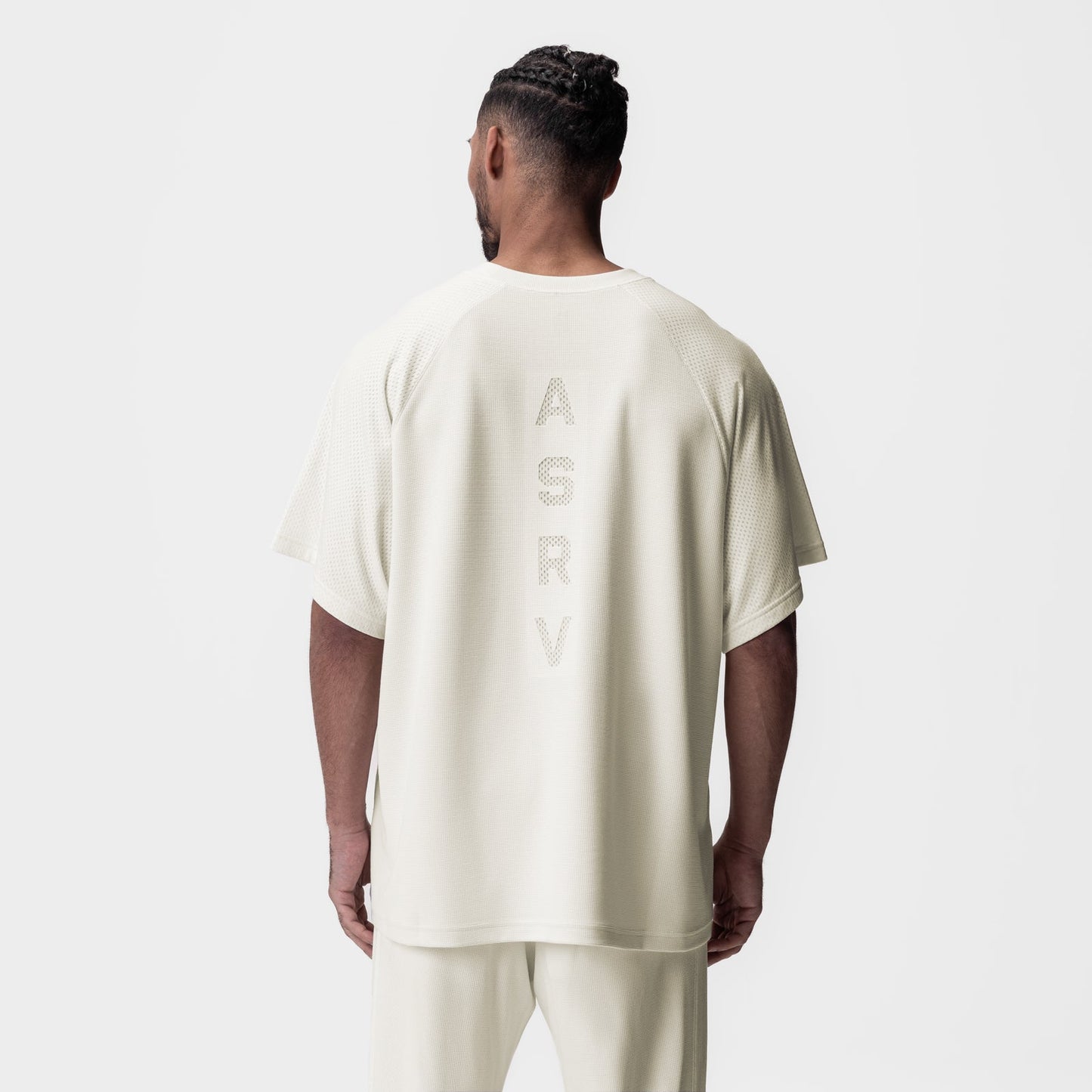 0946. Waffle Knit Oversized Tee Cream | ASRV US