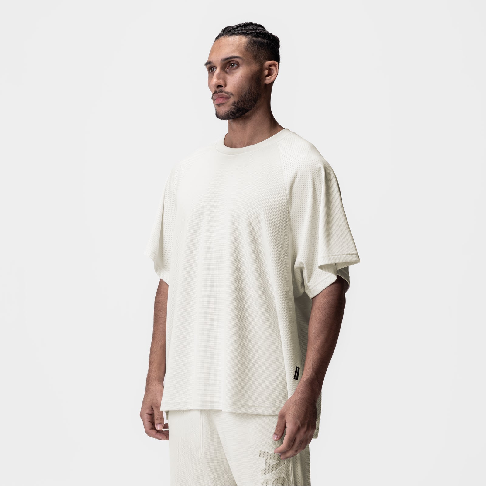 0946. Waffle Knit Oversized Tee Cream | ASRV US