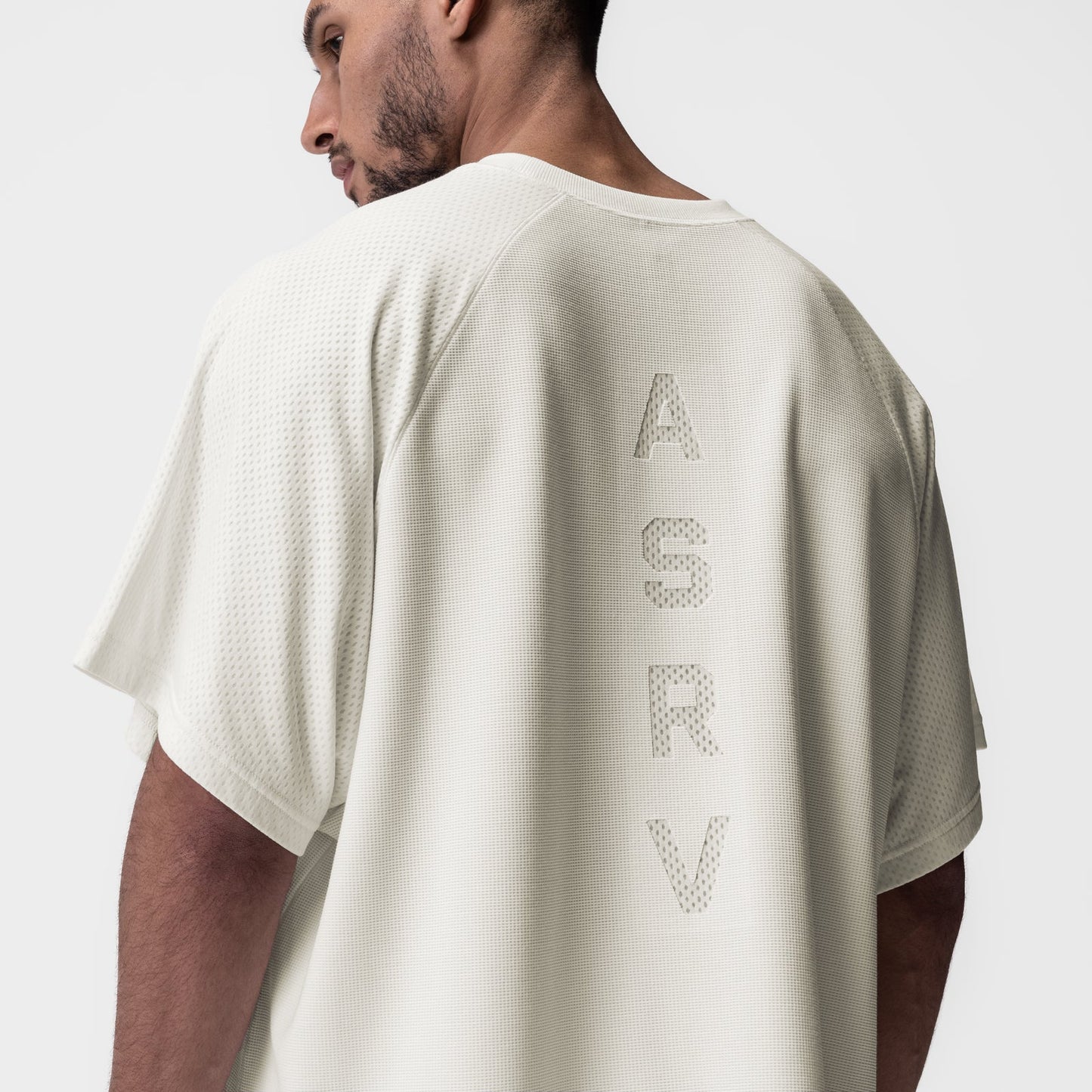 0946. Waffle Knit Oversized Tee Cream | ASRV US