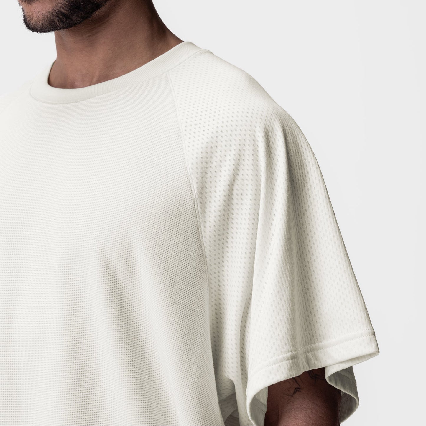 0946. Waffle Knit Oversized Tee Cream | ASRV US