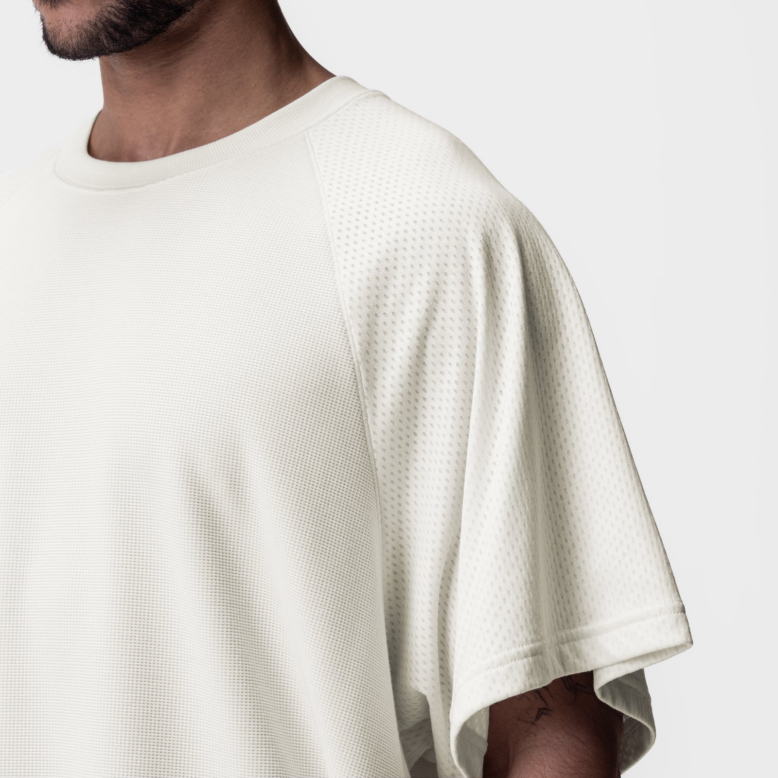 0946. Waffle Knit Oversized Tee Cream | ASRV US