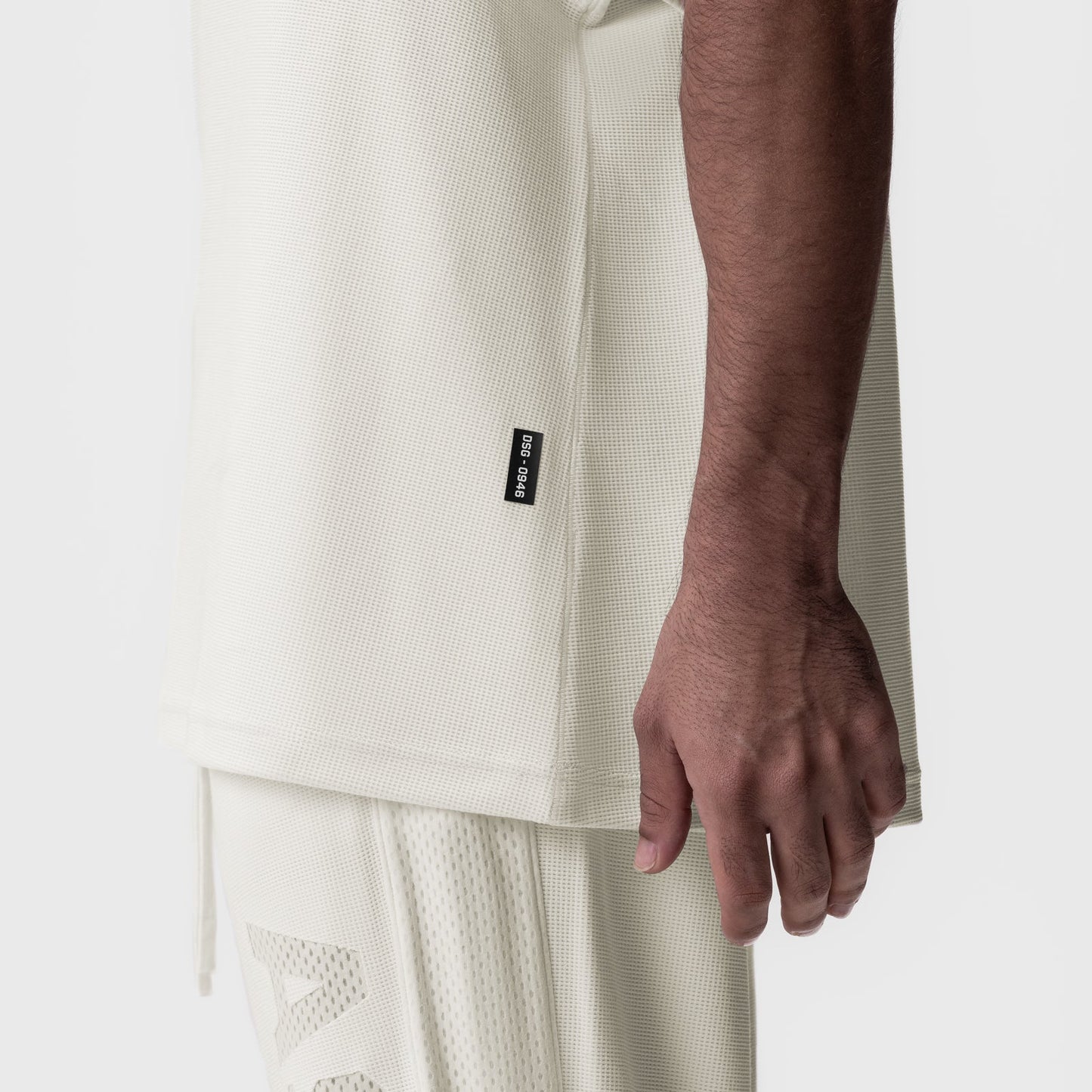 0946. Waffle Knit Oversized Tee Cream | ASRV US