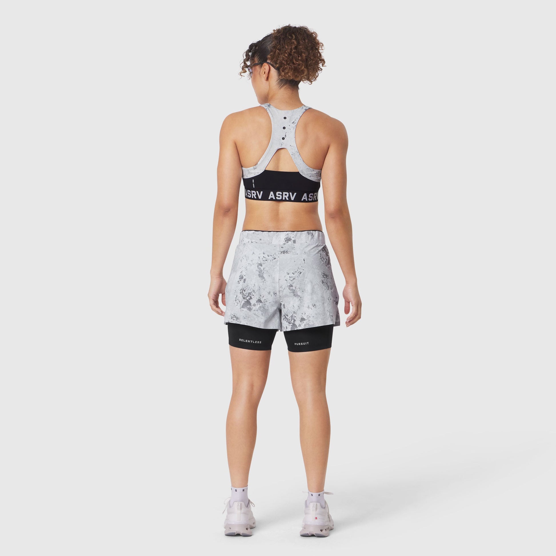 W083. LYCRA® ADAPTIV Racerback Sports Bra Sedona Snow Camo | ASRV for sale