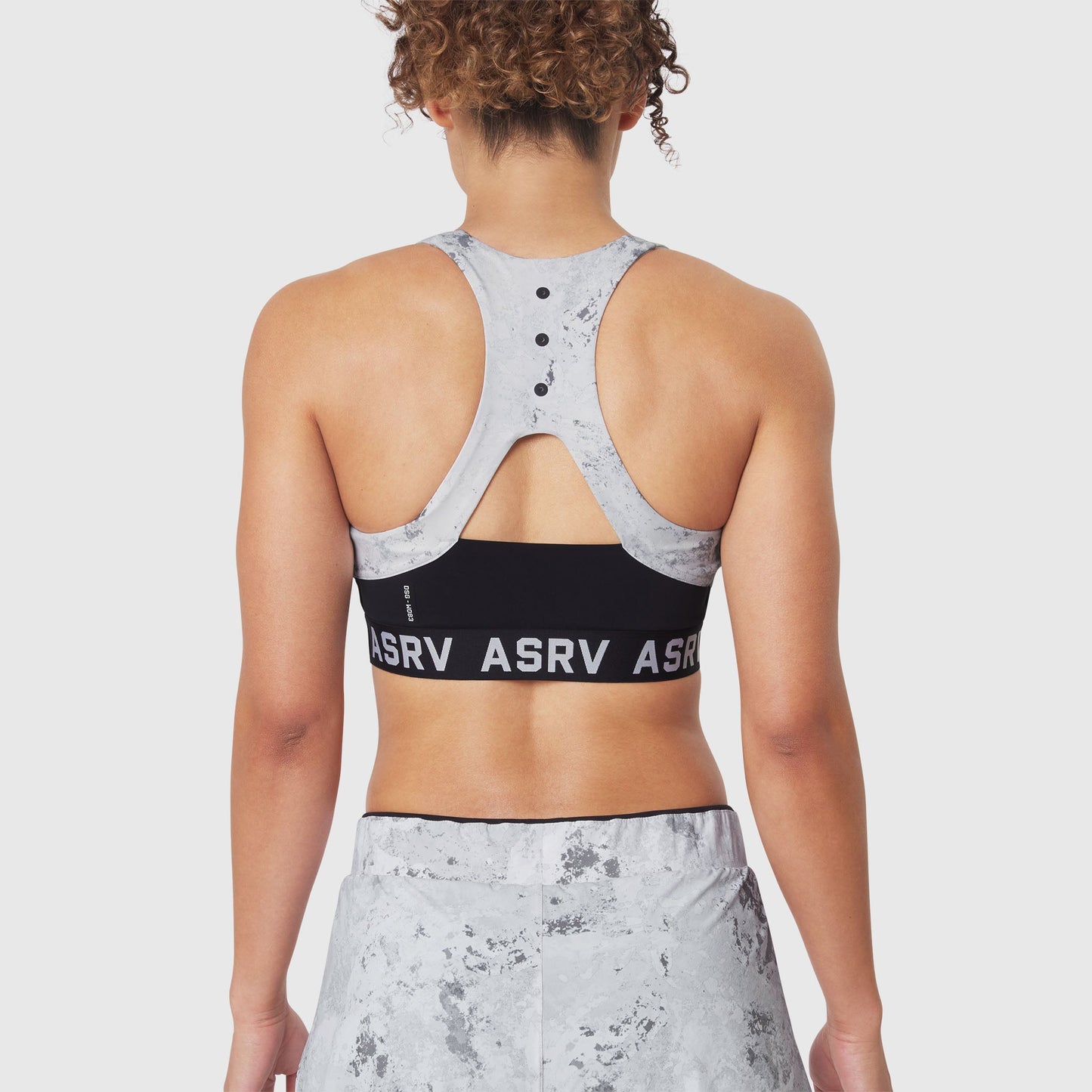 W083. LYCRA® ADAPTIV Racerback Sports Bra Sedona Snow Camo | ASRV for sale