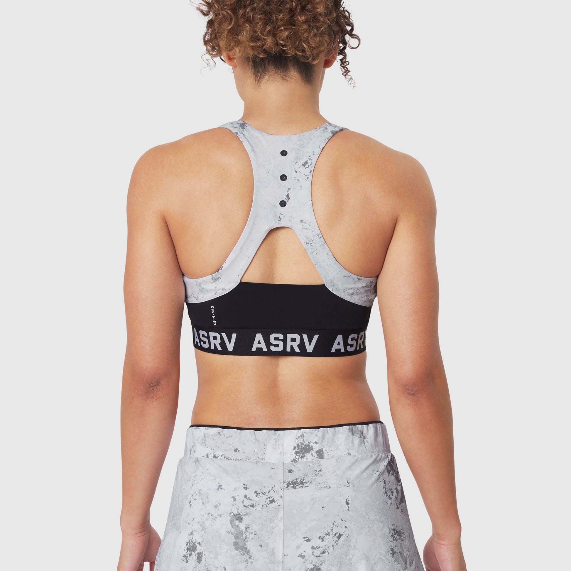 W083. LYCRA® ADAPTIV Racerback Sports Bra Sedona Snow Camo | ASRV for sale