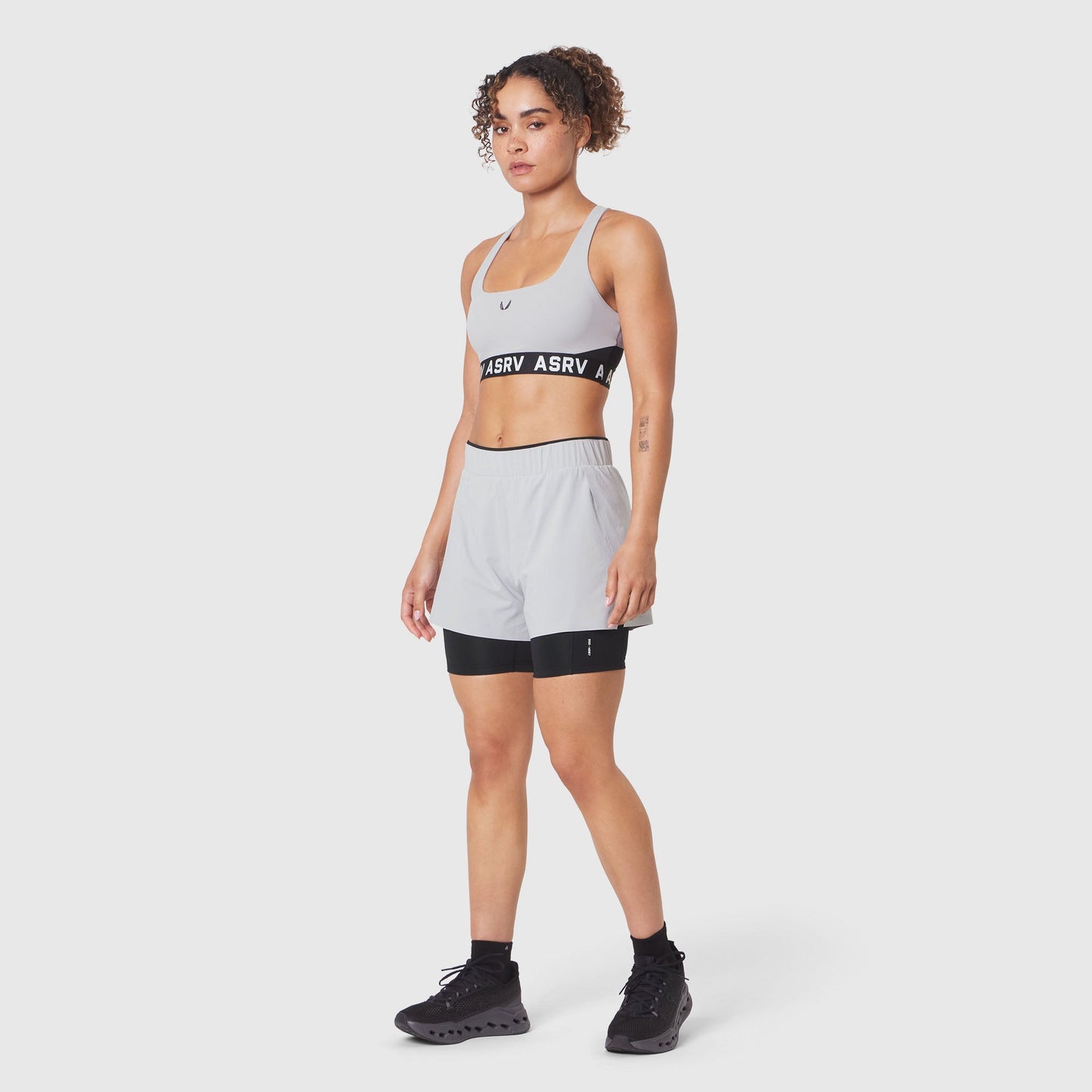 W083. LYCRA® ADAPTIV Racerback Sports Bra Slate Grey | ASRV Online